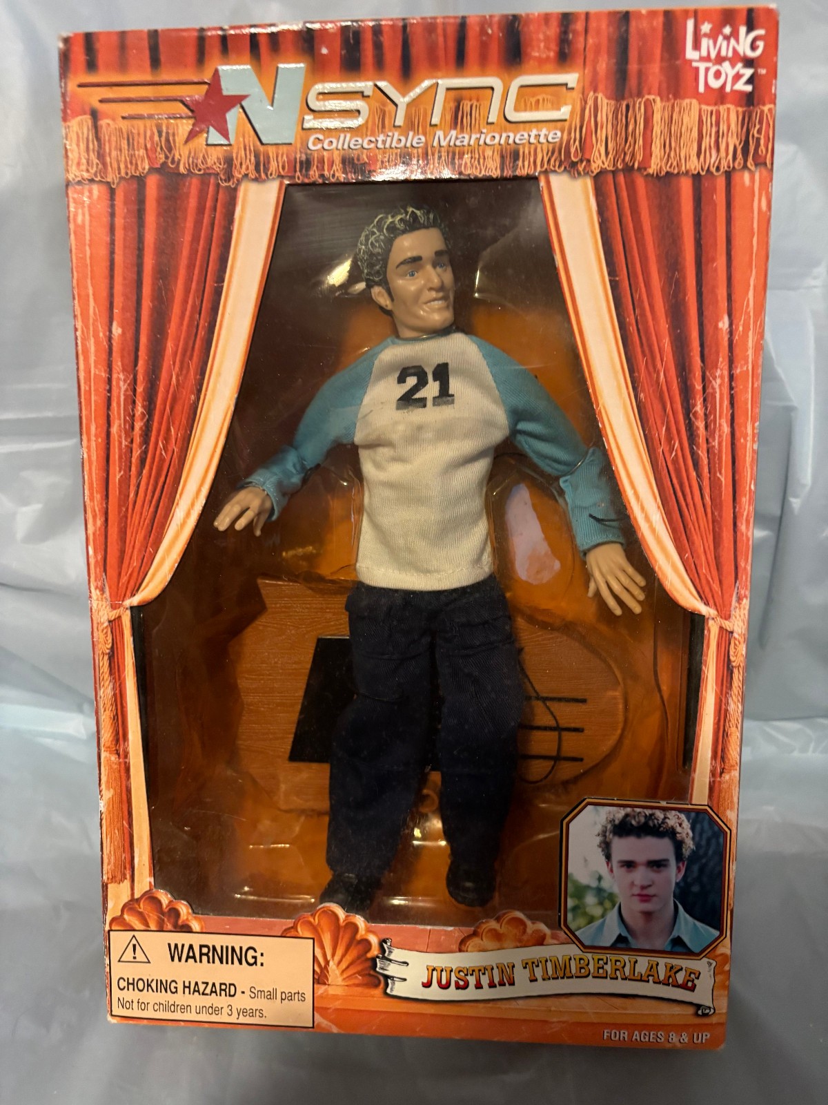 Two NSYNC Justin Timberlake Collectible Marionettes Doll Living Toyz 2000