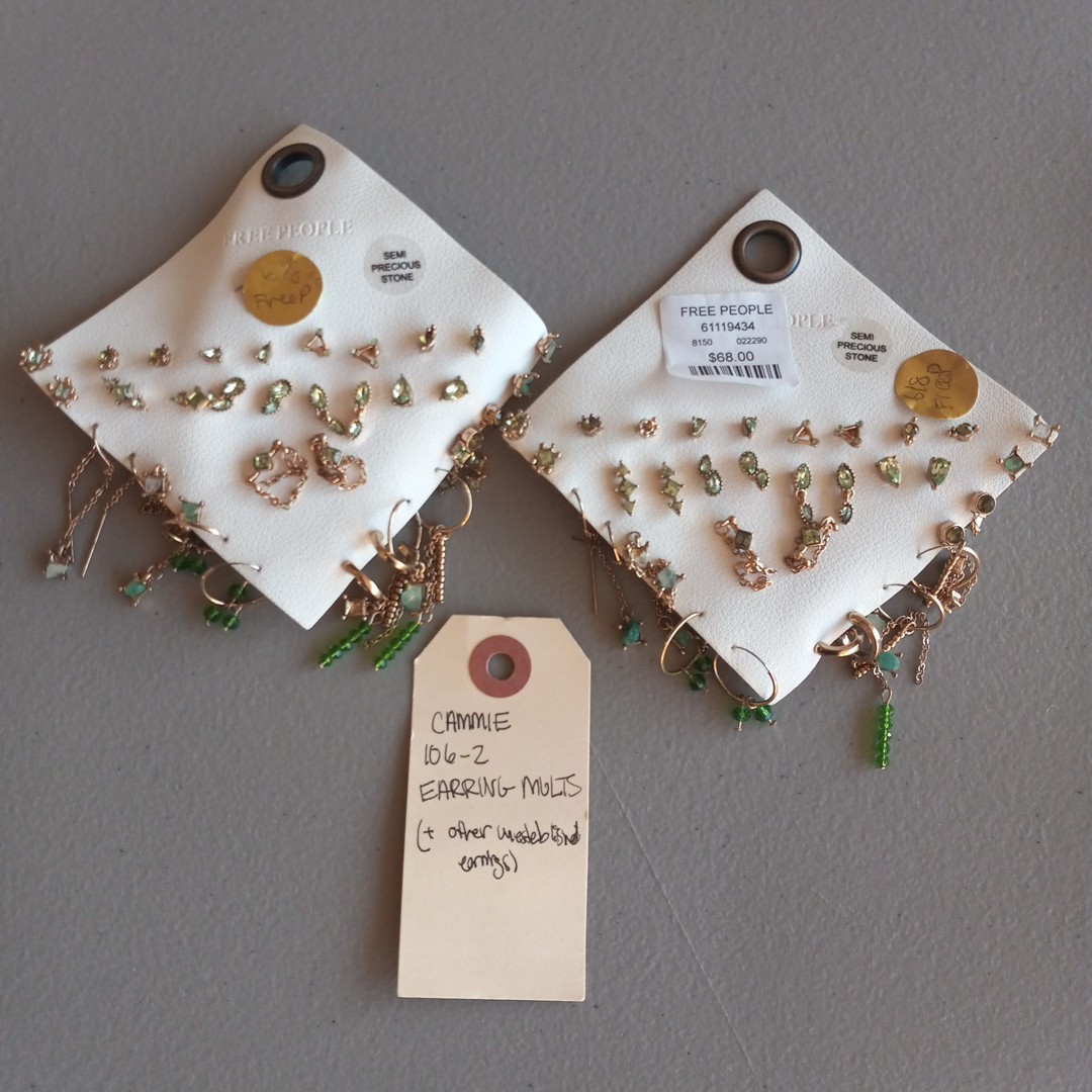 Panhandle TV Show Prop Production Used Tiana Okoye Cammie Earrings Asset Tag
