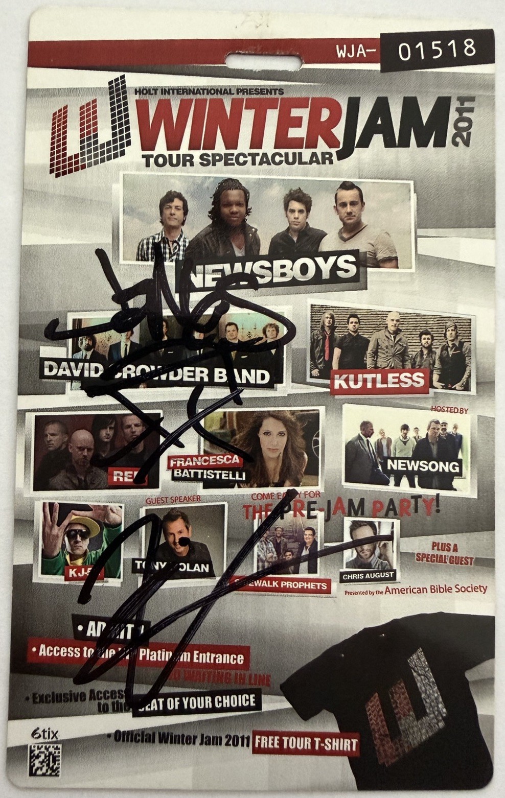 Kutless 2011 Winter Jam VIP Pass Signed Autographed Believer It Is Well VG