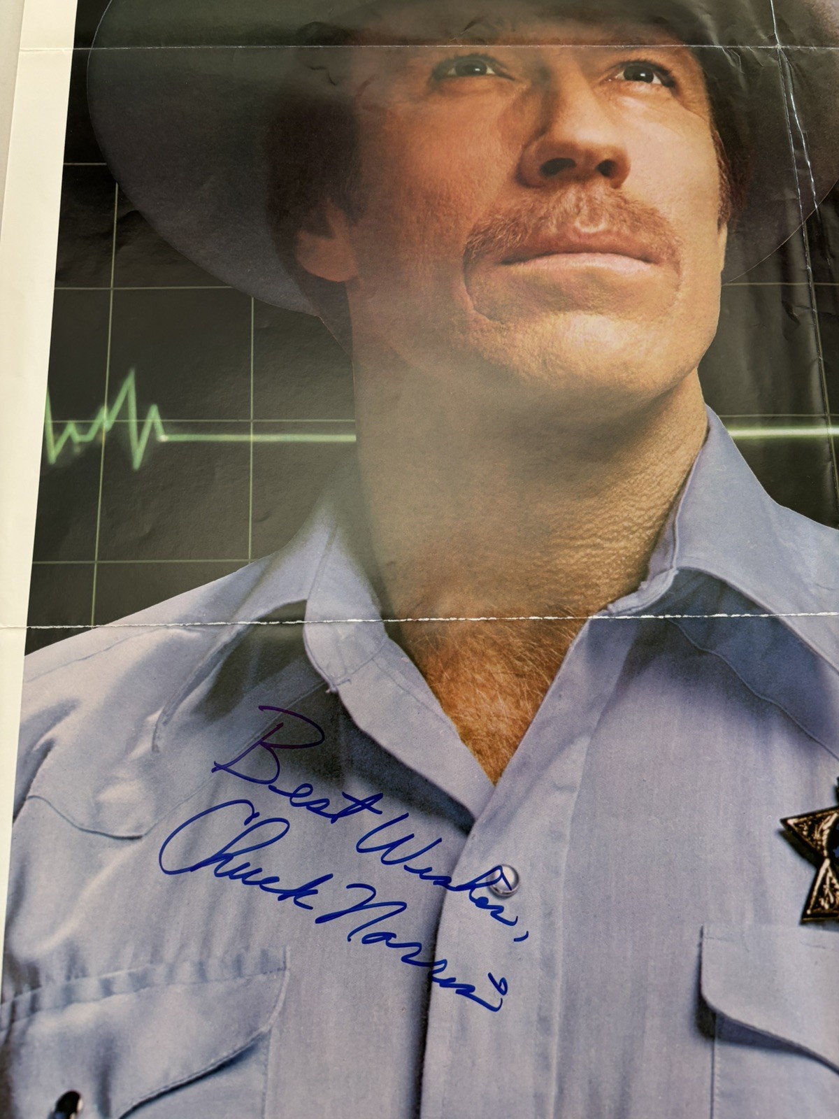 SILENT RAGE (‘82) RARE ORIG. ONE SHEET SIGNED BY CHUCK NORRIS