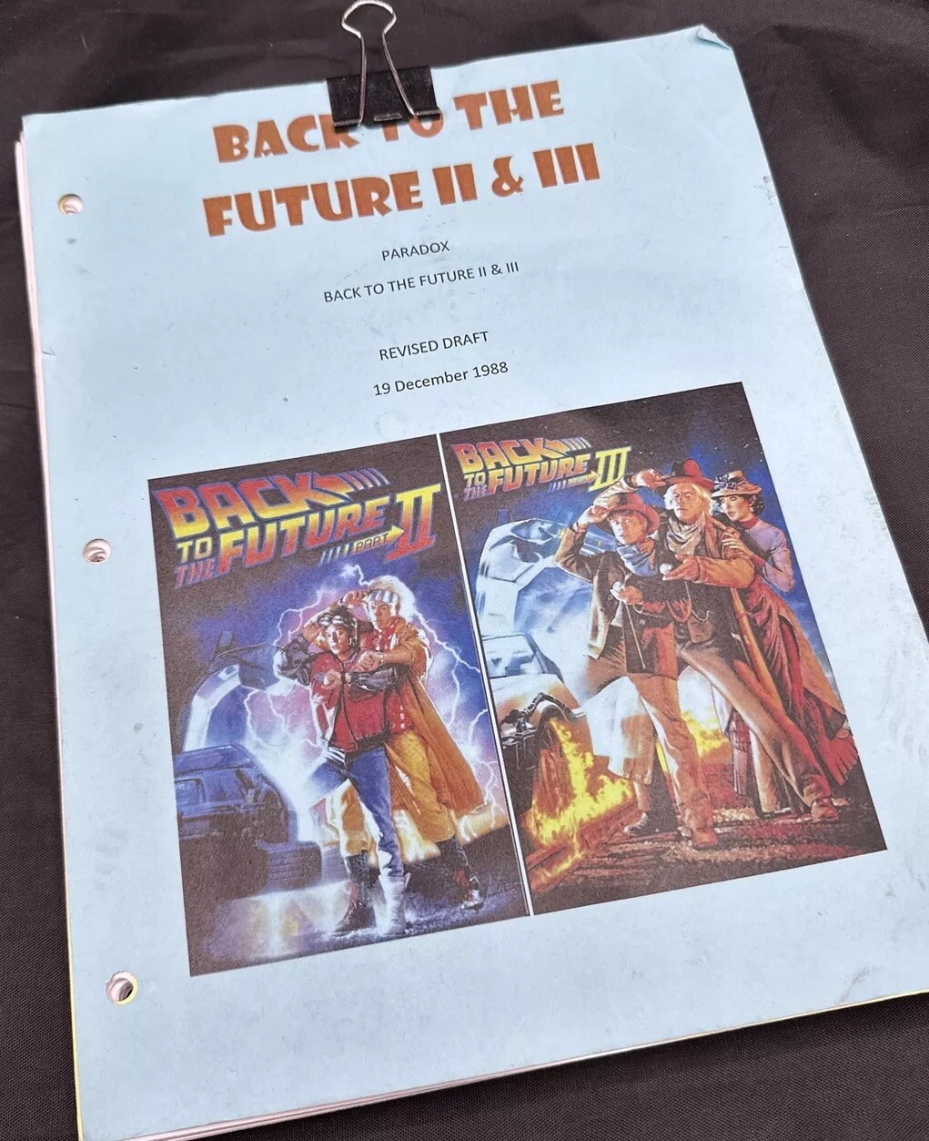 Back to the Future 2 & 3 Revised Draft 19 December 1988 Movie Script