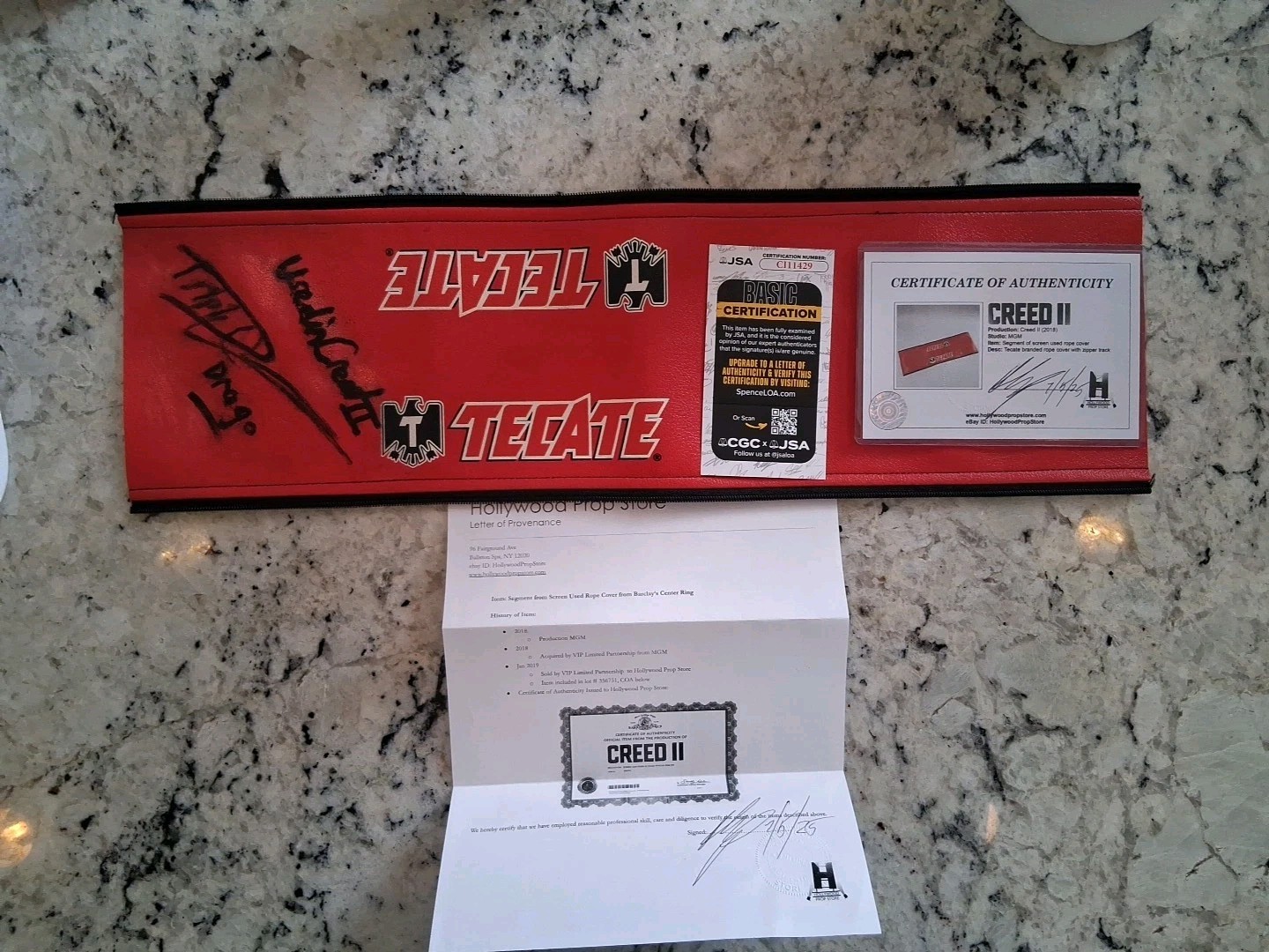 Dolph Lundgren Authenticated Rope Cover During Shooting Of Creed 2 – W/ 2-COA’s