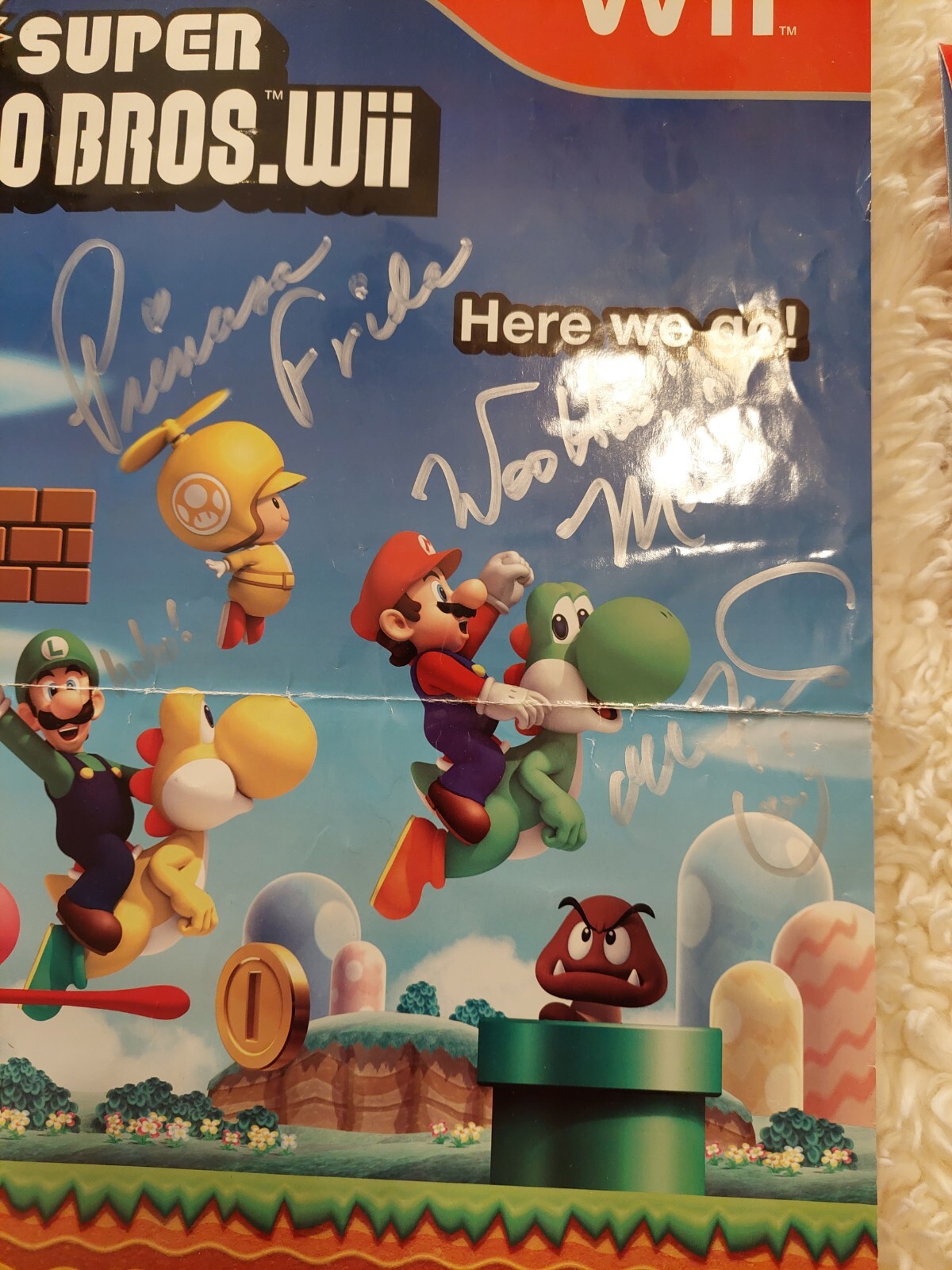 CHARLES MARTINET SIGNED set SUPER MARIO BROS. WII 12×18 NINTENDO