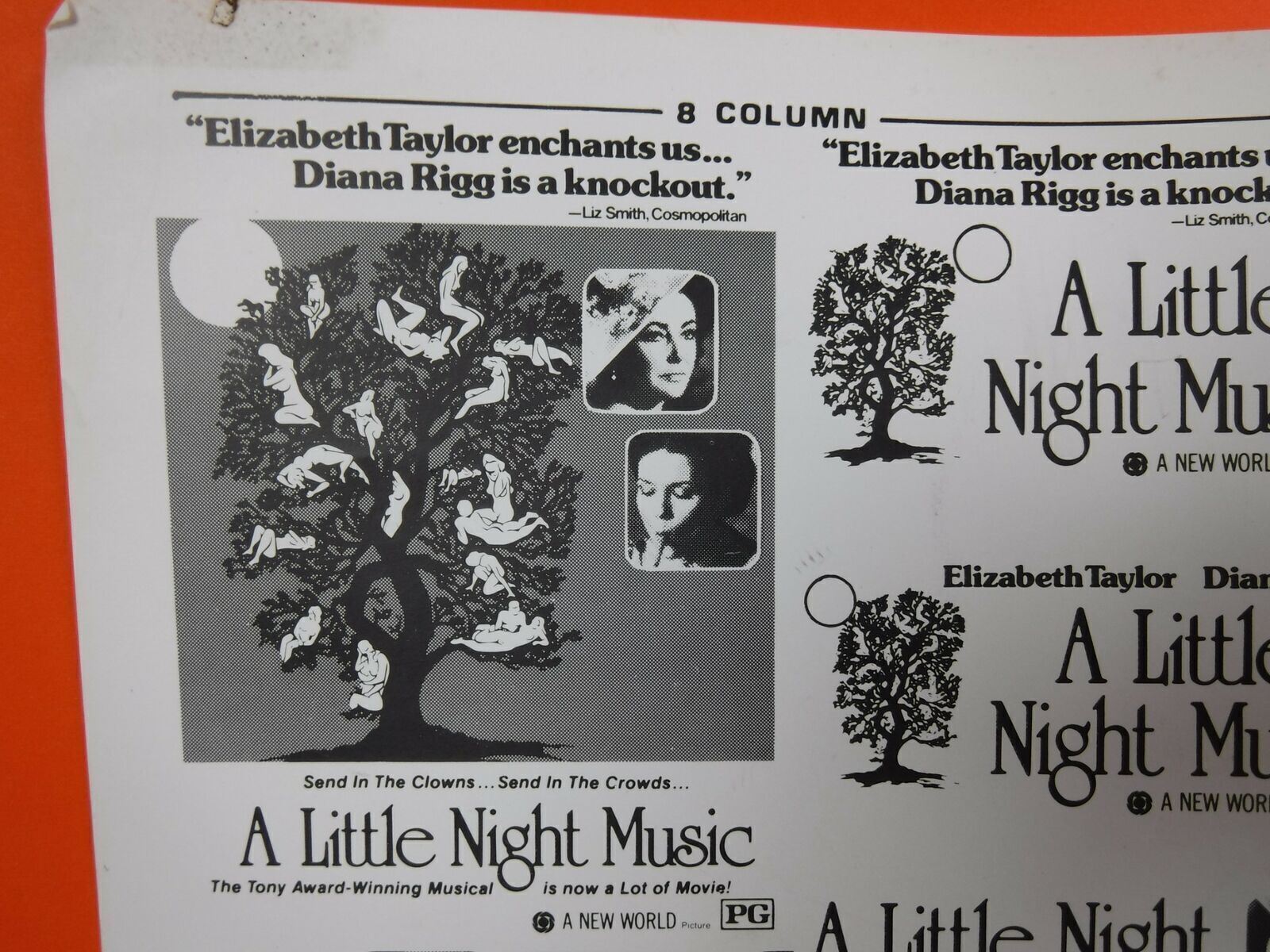 A LITTLE NIGHT MUSIC Movie Mini Ad Sheet Vintage Advertising Poster Clip Art