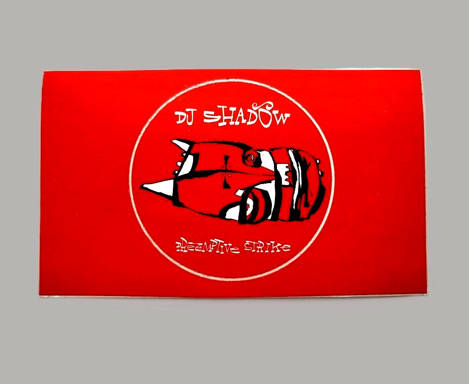 DJ Shadow – RED Preemptive Stike STICKER / POSTCARD (Mo Wax Recs, 1997) PROMO