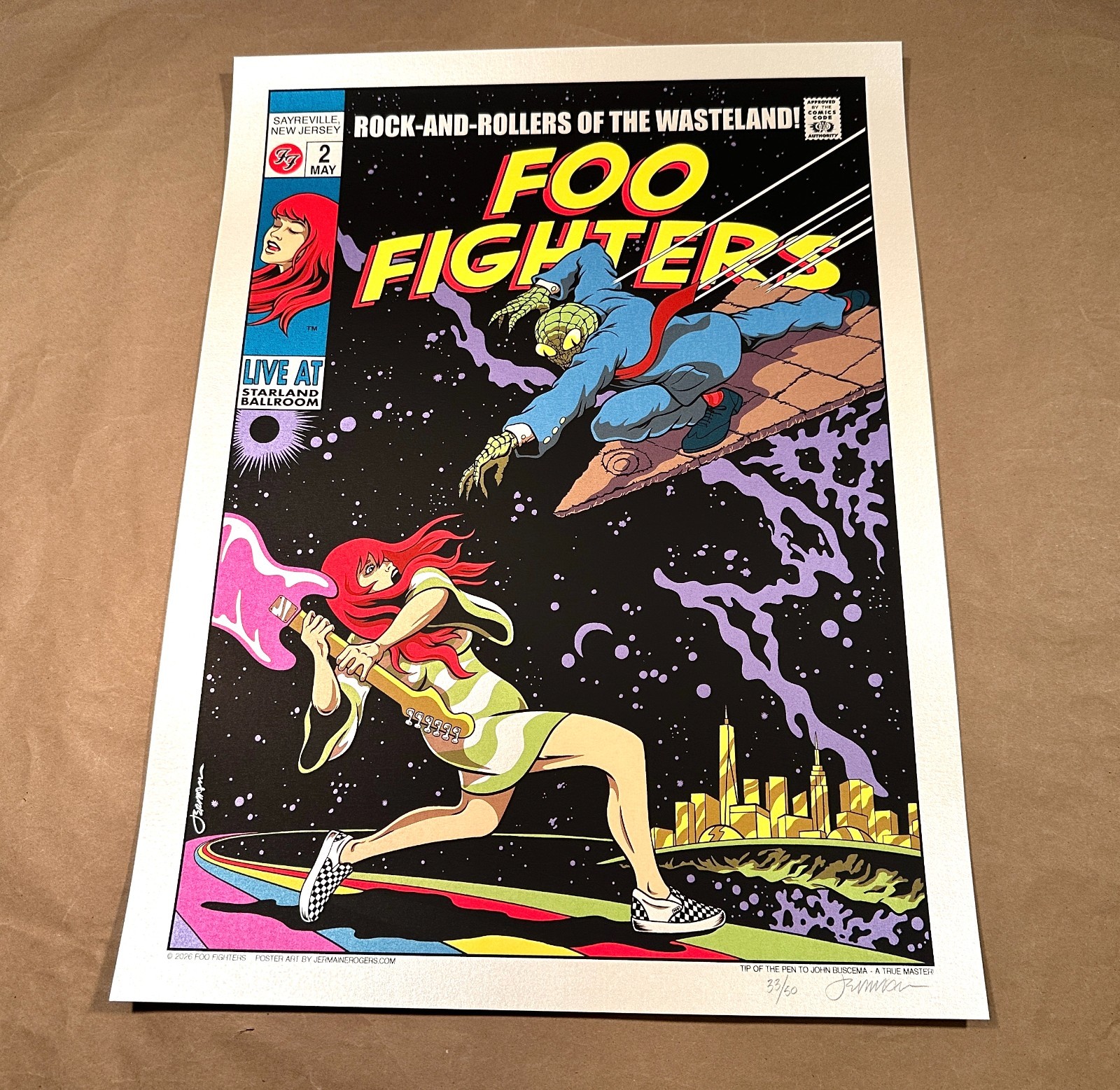 Foo Fighters Poster Sayreville 2026 Jermaine Rogers Signed #/50 Starland NJ Opal