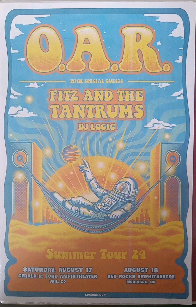 O.A.R. 11×17 Poster Summer Tour 24 Aug. 17-18 Gerald R. Ford & Red Rocks