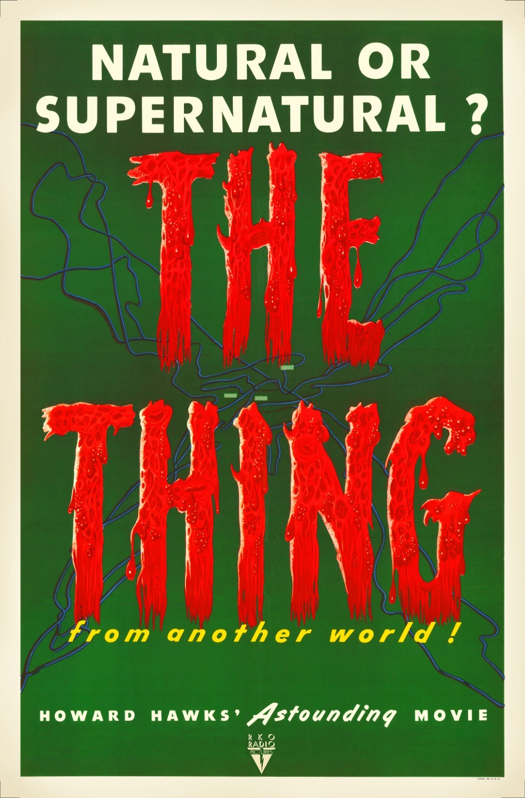 THE THING (1951) the sci-fi/horror classic! RARE 27″x41″ one sheet movie poster!