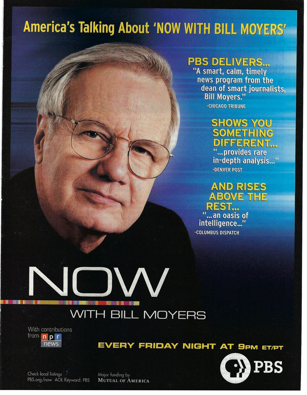 2002 PBS Now With Bill Moyers America’s Talking Vintage Mag Print Ad/Poster