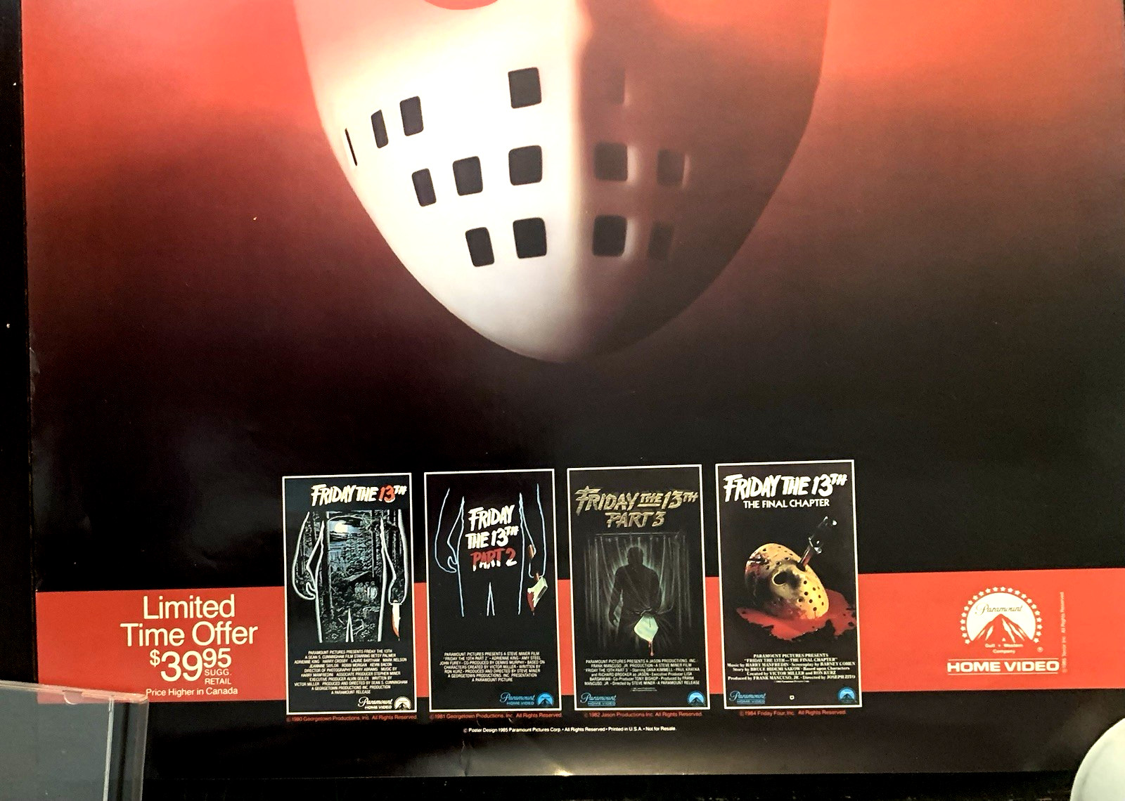 FRIDAY THE 13TH Part 5: A New Beginning Voorhees 1985 PROMO Poster 27.5″ x 20″