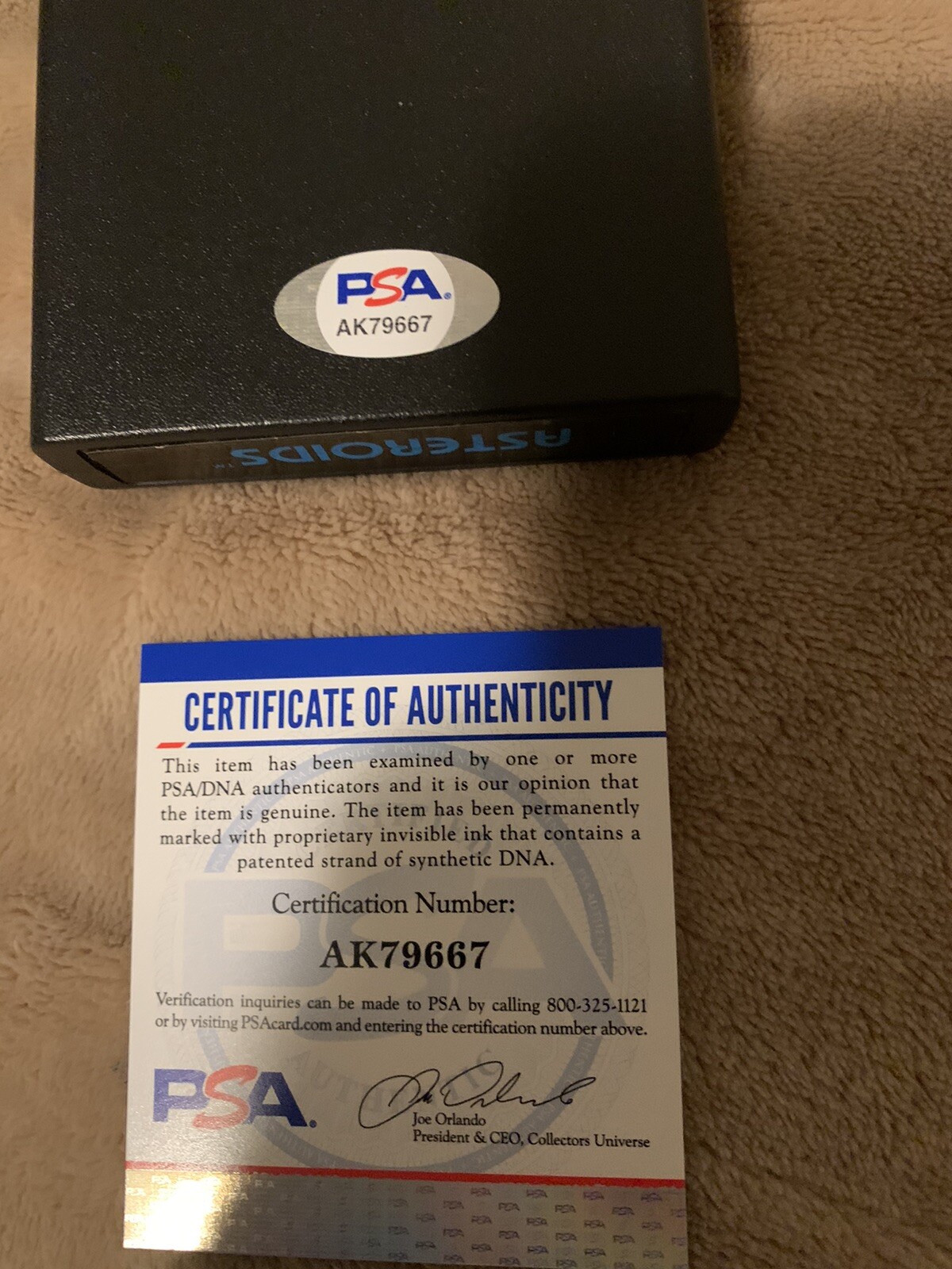 Nolan Bushnell Atari Founder signed Atari Asteroids Game 2600 PSA/DNA COA
