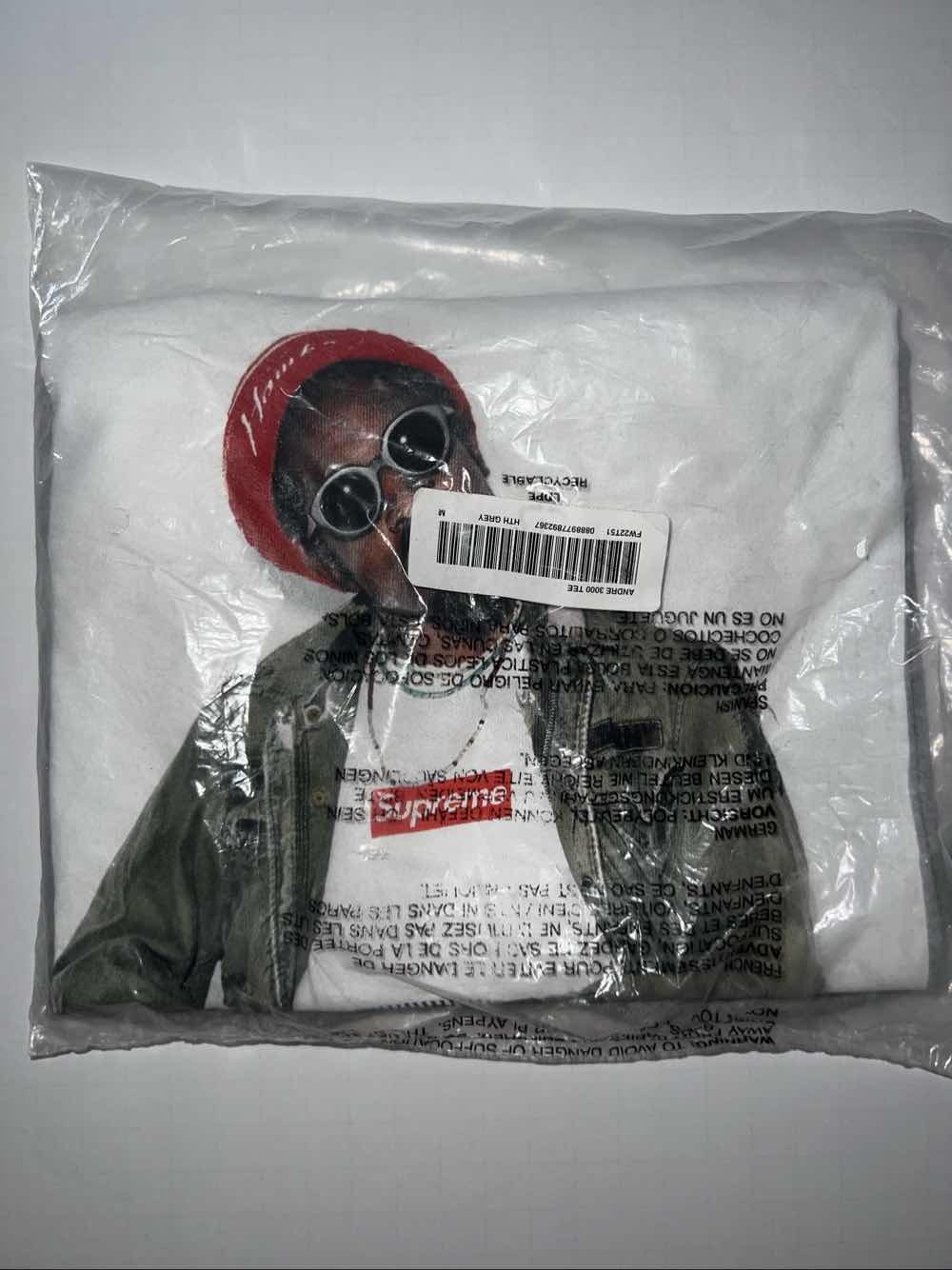 Supreme Andre 3000 Tee Heather Grey FW22 T-Shirt Size M Outkast Photo Portrait