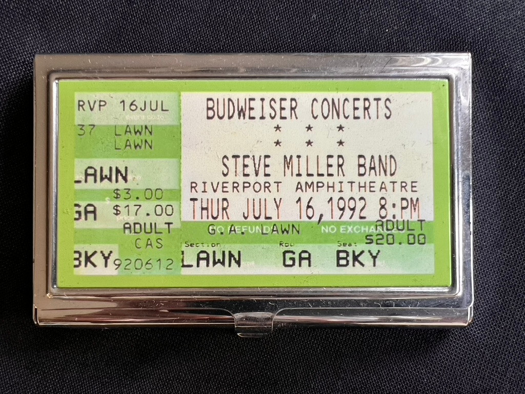 STEVE MILLER BAND CONCERT BUSINESS CARD CIGARETTE CASE 1992 ST LOUIS MEMORABILIA