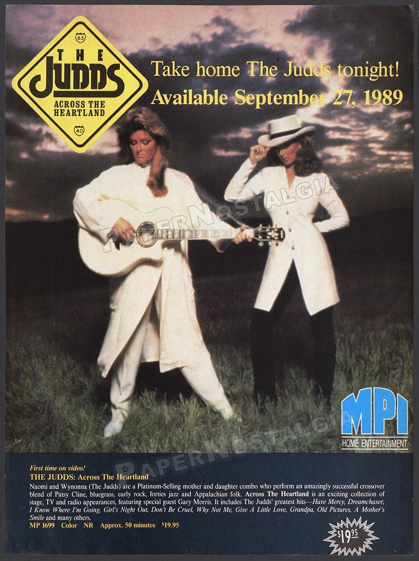 THE JUDDS: Across The Heartland – Orig. 1989 Trade AD / ADVERT – Naomi – Wynonna