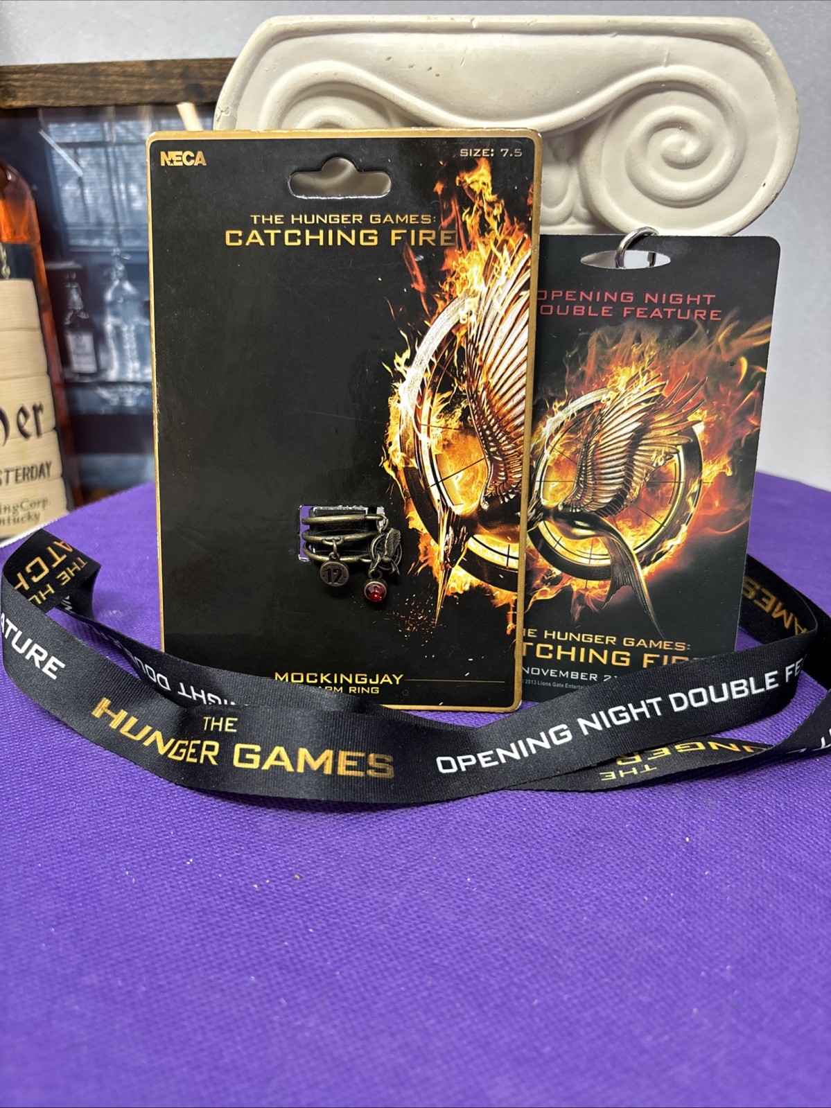 The Hunger Games Lot Opening Night Lanyard Mockingjay Charm Ring