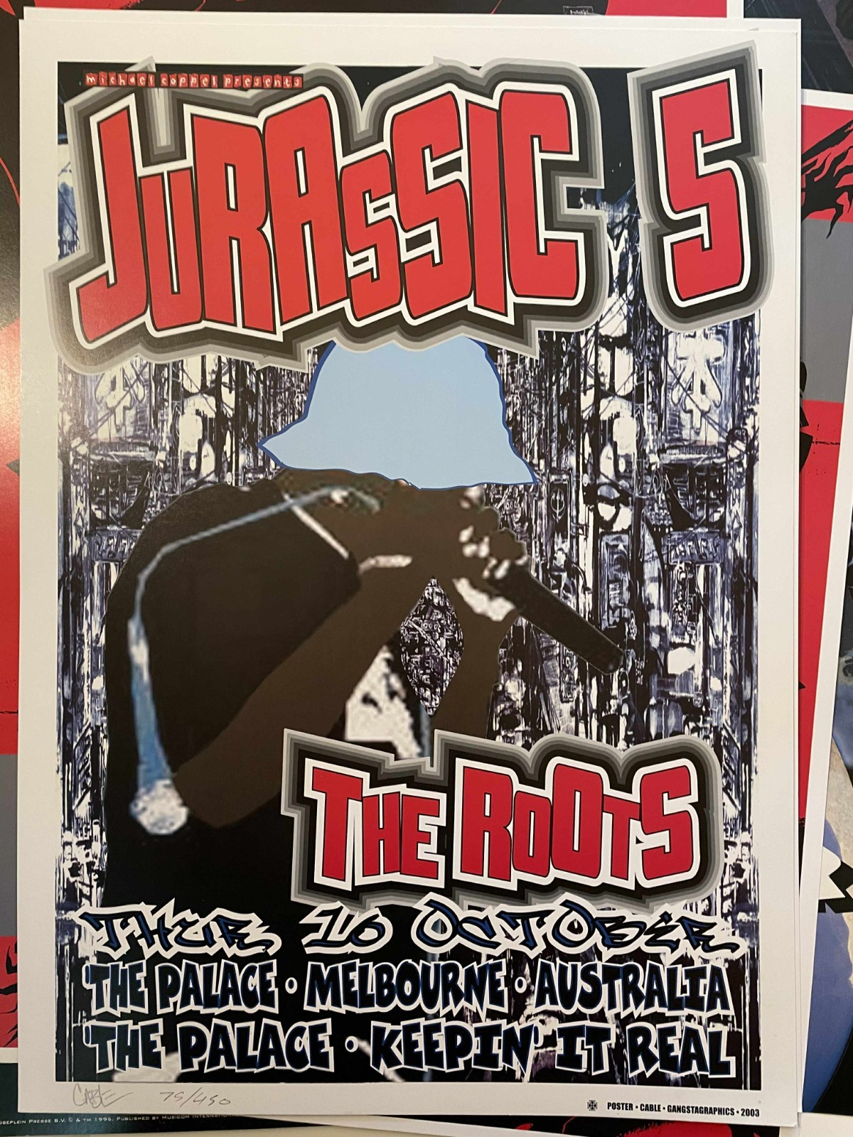 Jurassic 5 The ROOTS Concert Poster Melbourne Australia Dave CABLE Signed Nmbrd