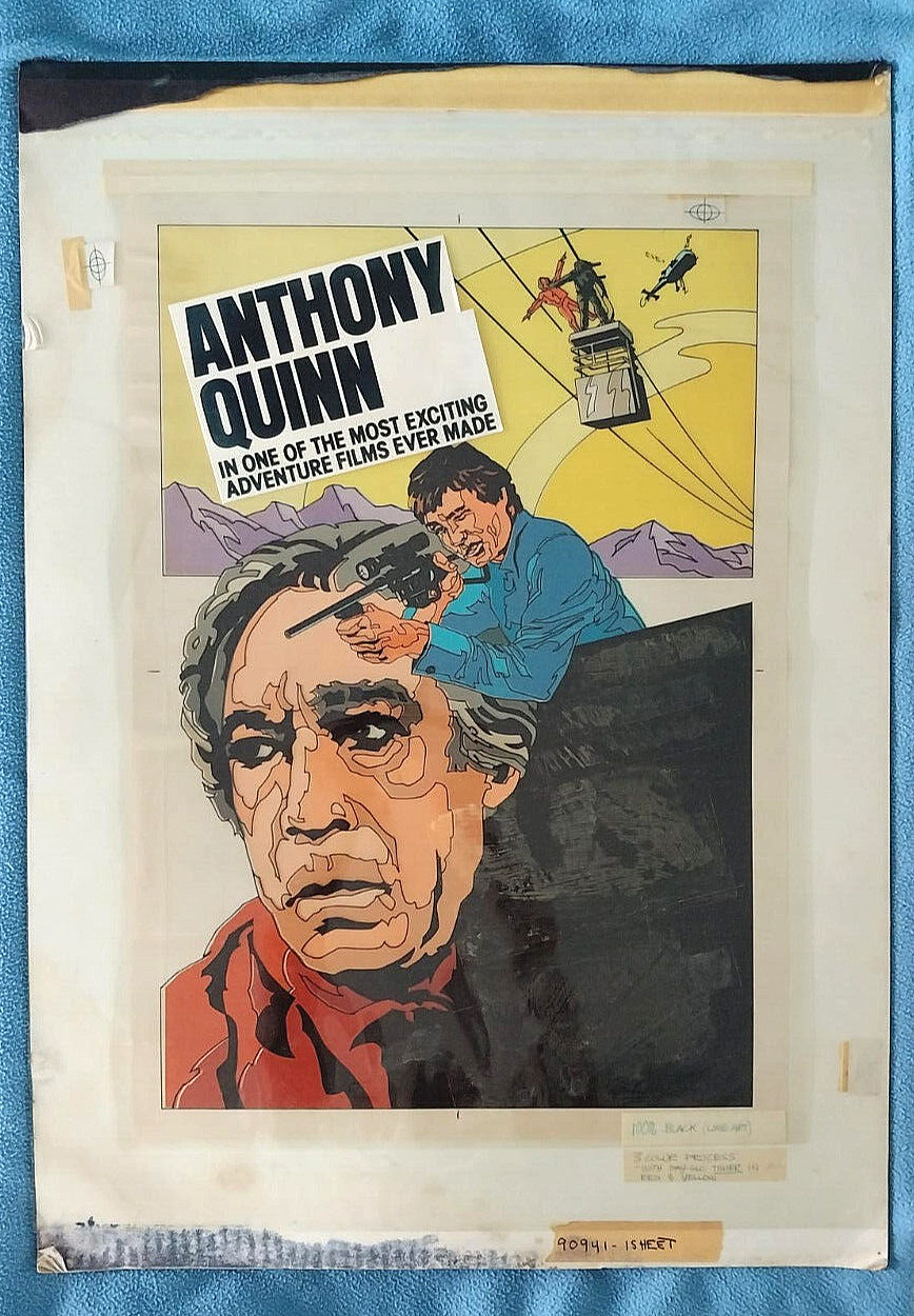 1977 Original movie poster paste-up master TARGET OF AN ASSASSIN Anthony Quinn