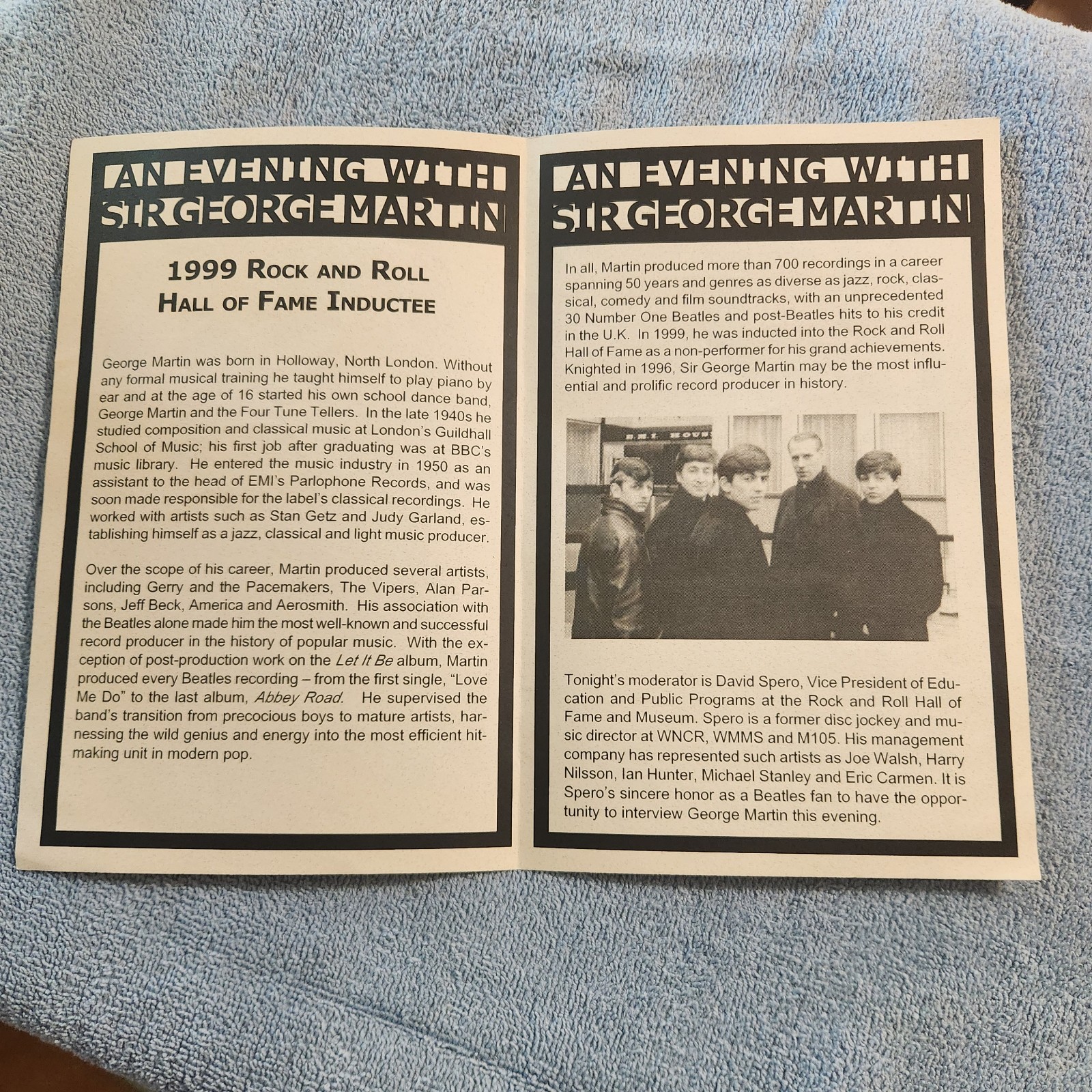 Sir George Martin – Rock & Roll Hall of Fame Speaker Series Program/Ticket Stub