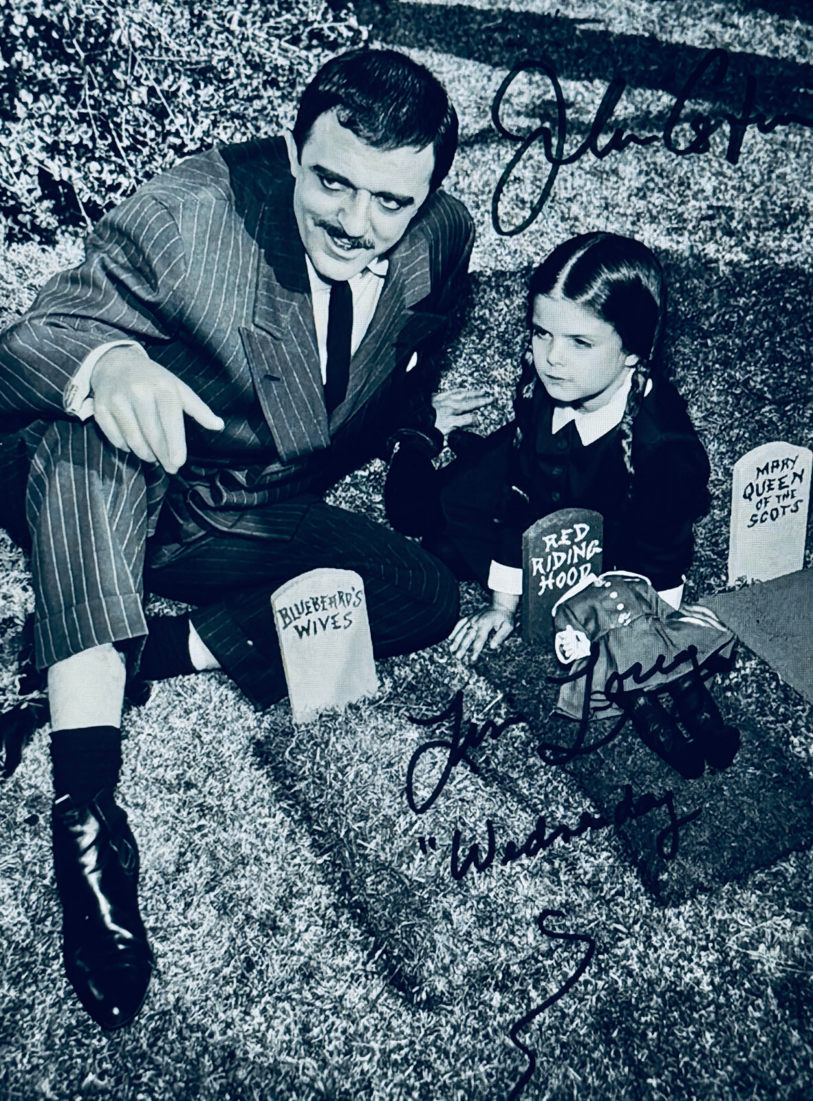 Lisa Loring Signed (Wednesday) & John Astin Signed (Gomez) ADDAMS FAM 8×10 w COA