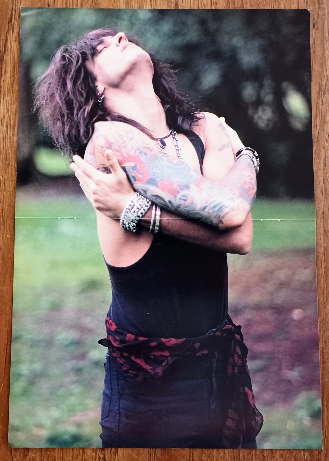 MOTLEY CRUE~NIKKI SIXX~ORIG 1989 CENTERFOLD POSTER~PRINT MAGAZINE PINUP CLIPPING
