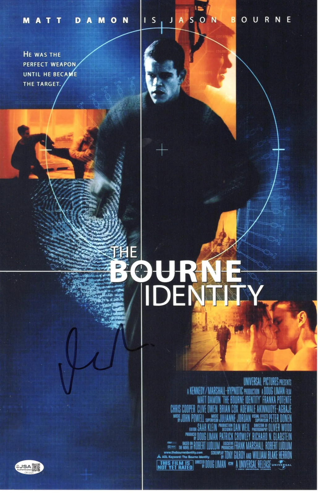 Matt Damon signed 11×17 Poster Jason Bourne The Bourne Identity JSA