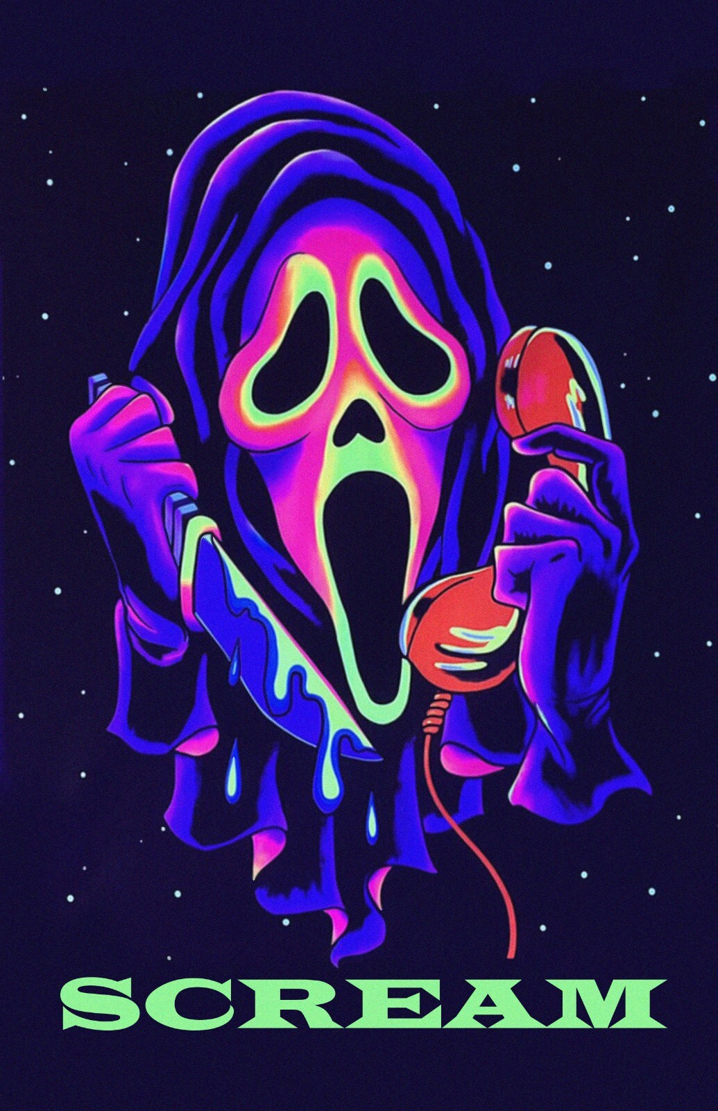 Scream movie poster print – 11 x 17 inches Ghostface Blacklight Style Horror