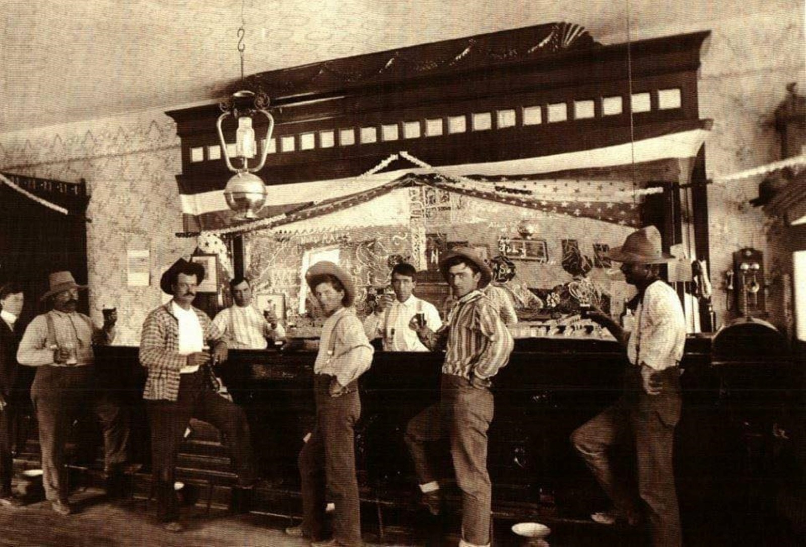 Cowboys drinking at a saloon in Dallas, Texas 1902 Reprint 8.5×11 Photo