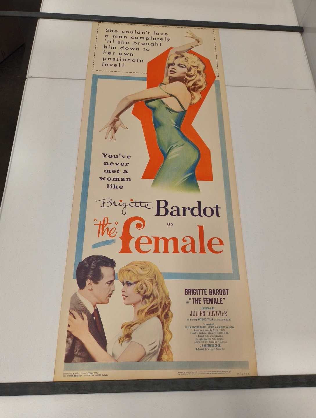 THE FEMALE Original Movie Poster – 1960 – BRIGITTE BARDOT 14″ X 36″ #59/293X