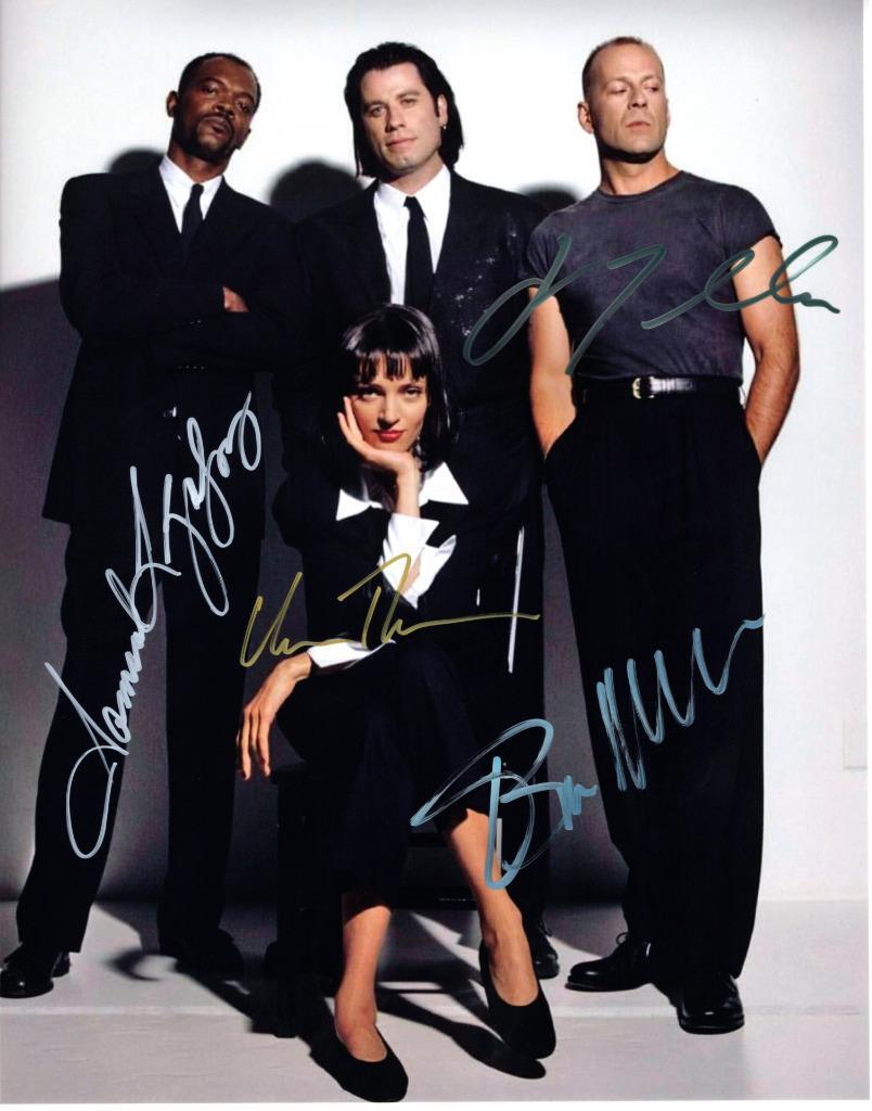 Uma Thurman Jackson Travolta Willis Signed 11×14 Photo Autographed Pic plus COA