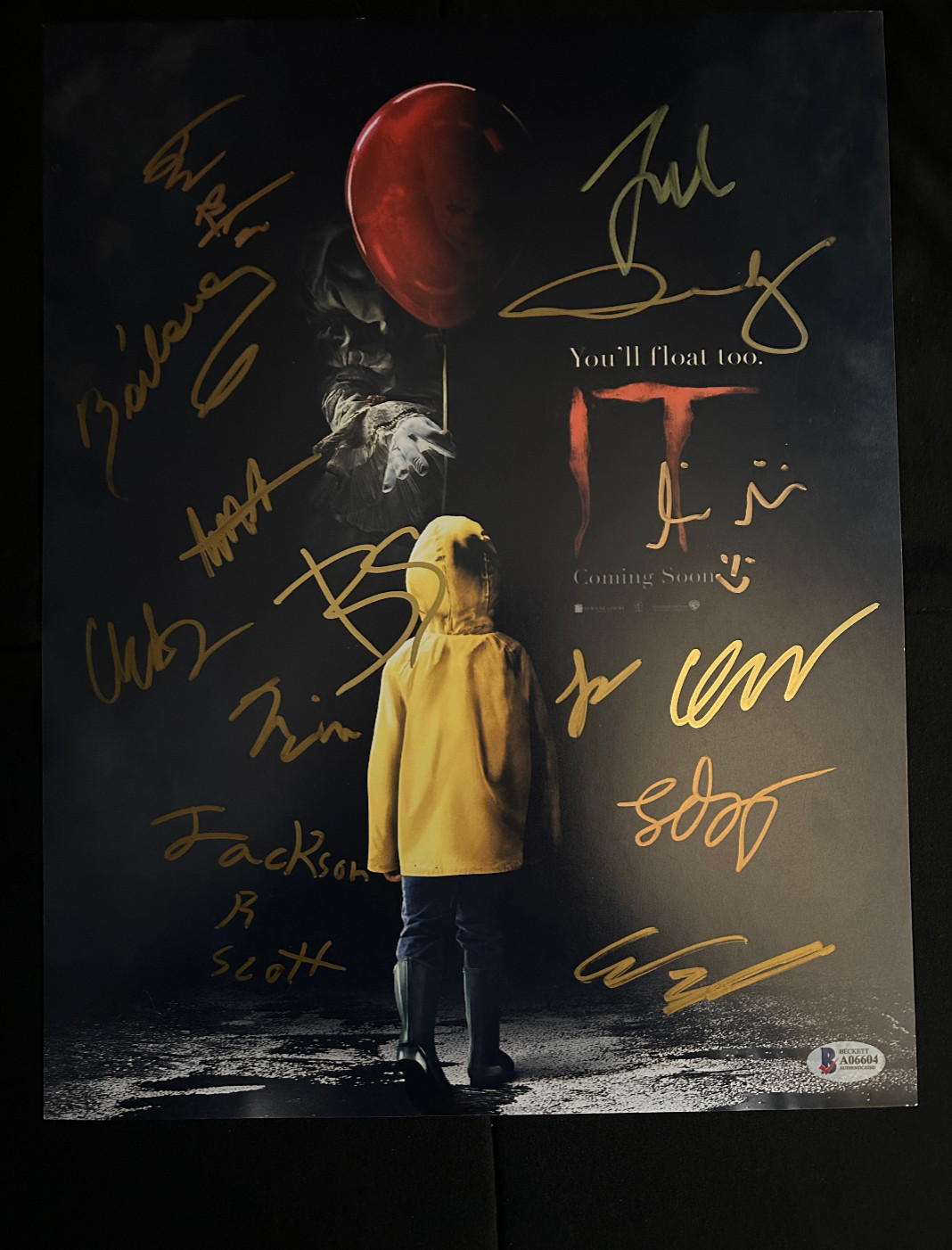 Bill Skarsgard + 12x cast signed IT 11×14 photo W/Beckett COA