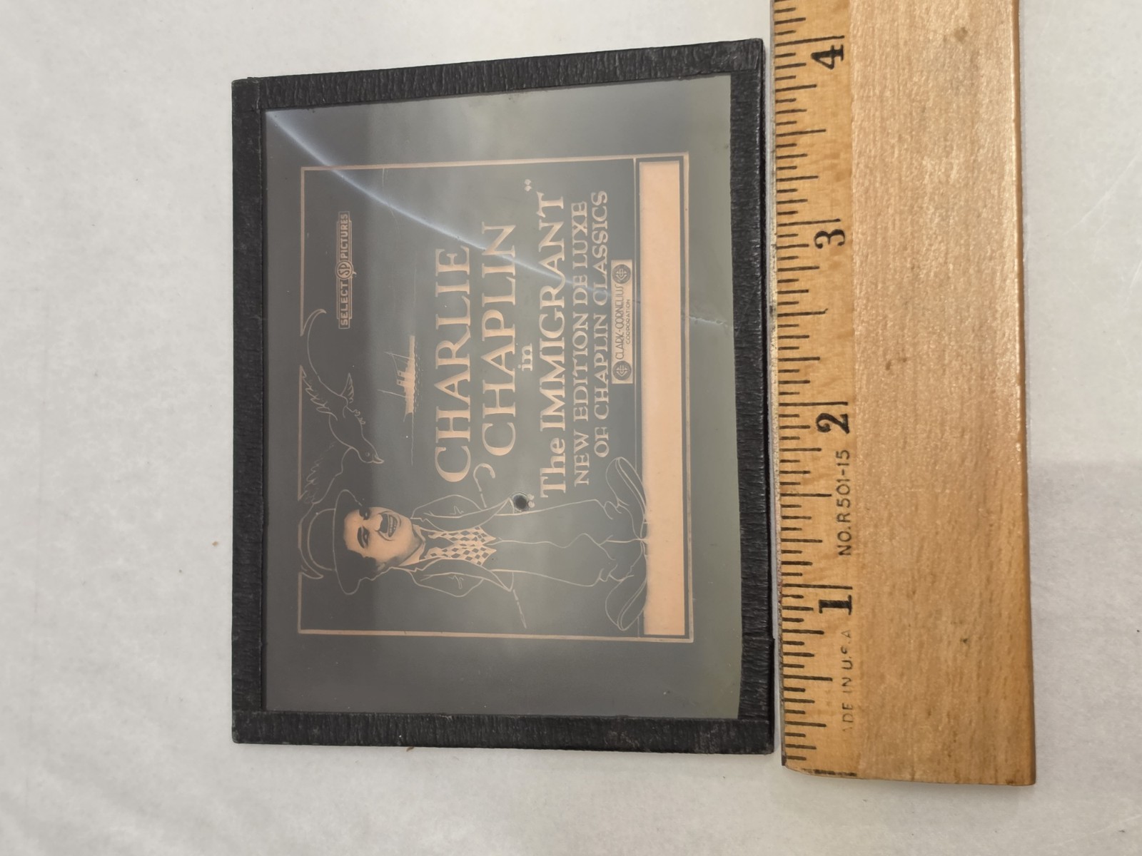 Charlie Chaplin “The Immigrant ” 1917 Extremely Rare Magic Lantern Slide