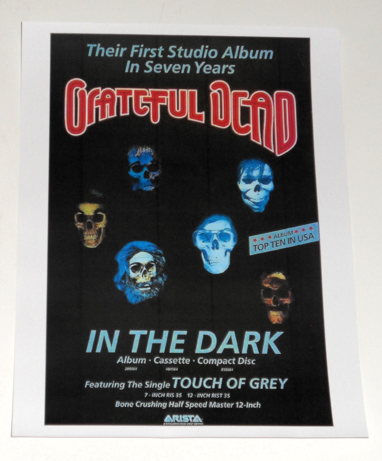 Grateful Dead In the Dark 1987 “Touch of Grey” Poster 9″x11″ Ready to Frame!