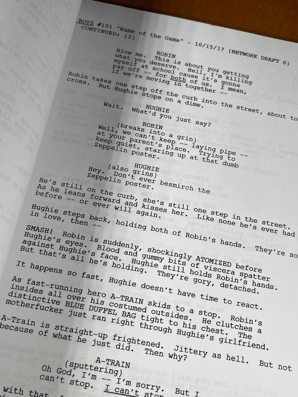 The Boys Pilot Script Signed- Autograph Reprints- The Boys TV Show- Homelander