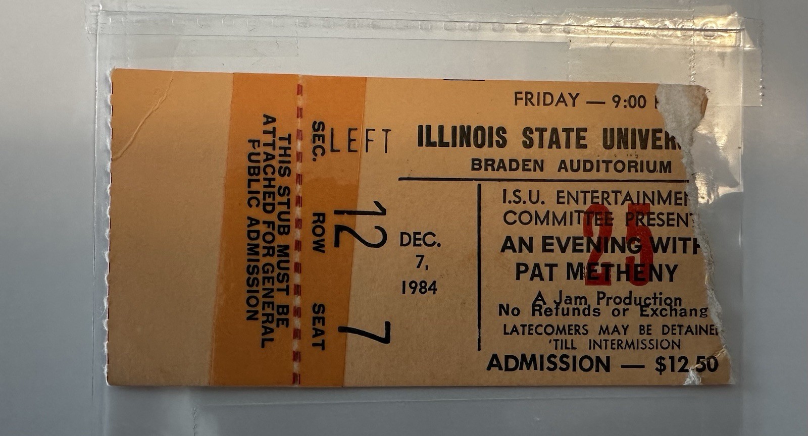 Pat Metheny Group 1987 Still Life Talking Tour Equipment Tag + FIVE TICKET STUBS