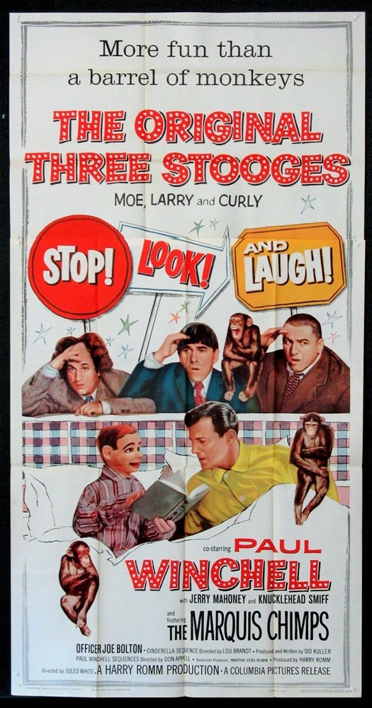 STOP LOOK & LAUGH ORIGINAL 3 SHEET MOVIE POSTER 1960 3 STOOGES CURLY MOE LARRY