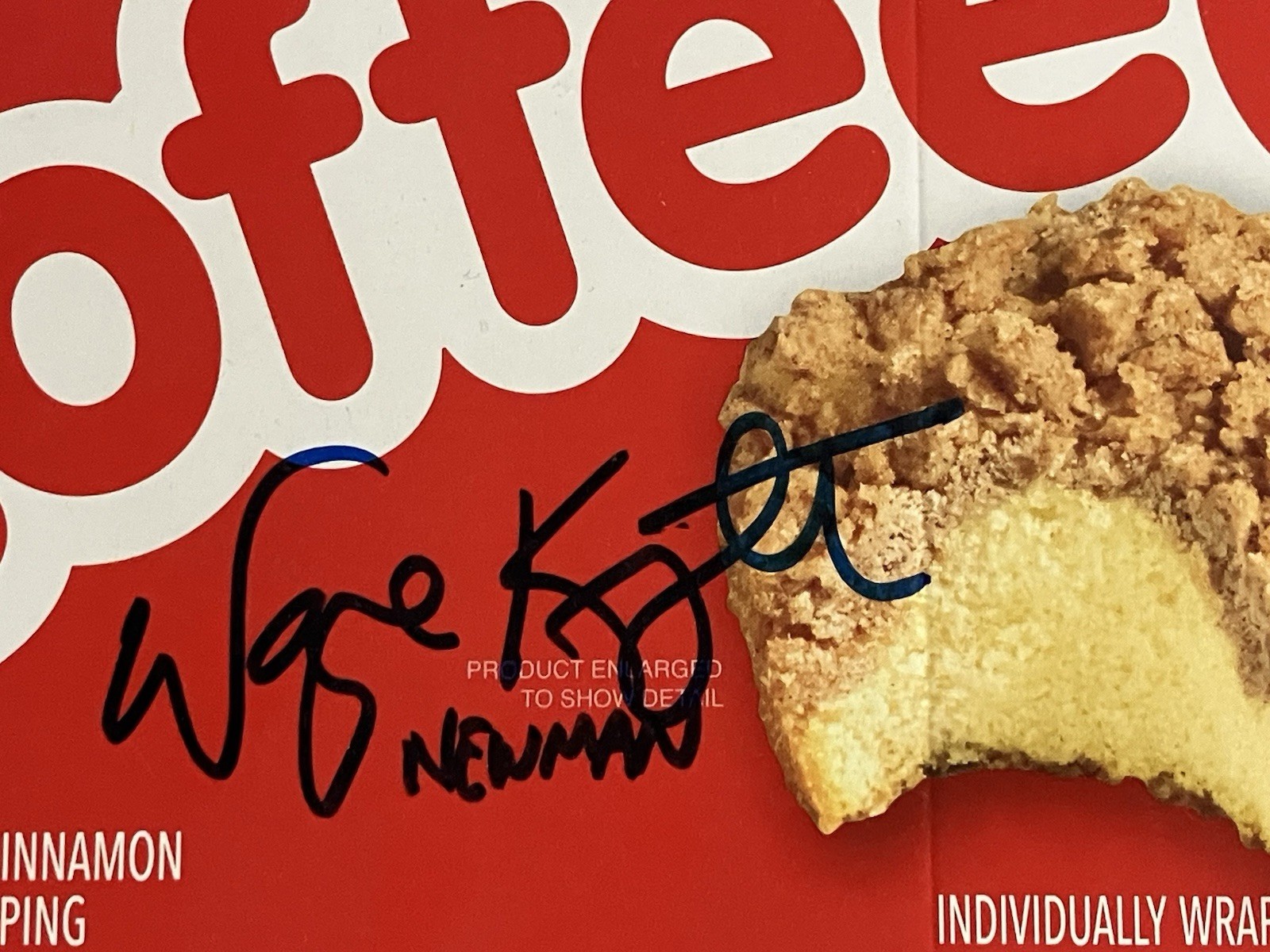 Wayne Knight Signed Drakes Coffee Cakes Box Autograph, Seinfeld, Newman, JSA COA