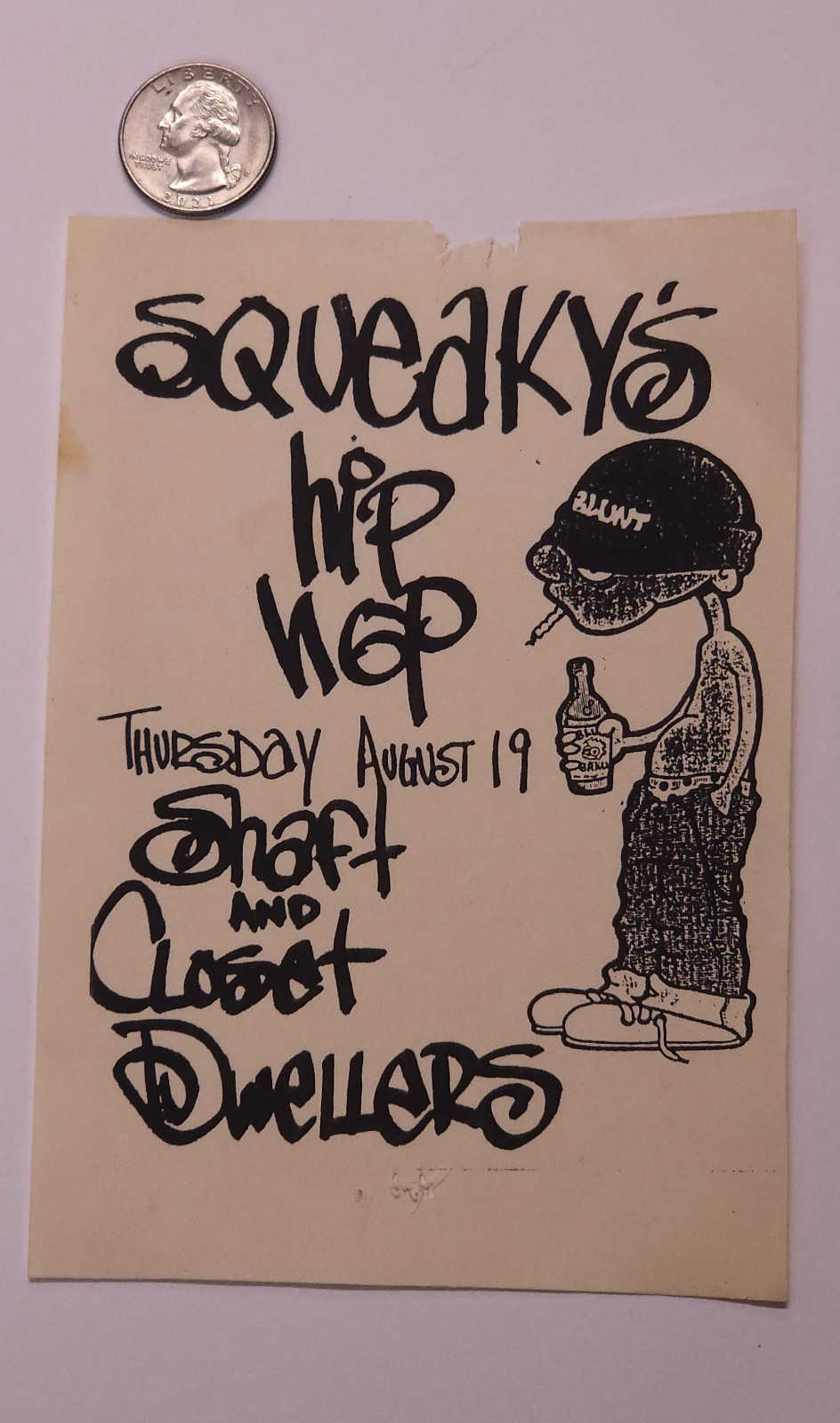 Squeaky’s Hip Hop , Shaft and the Closet Dwellers/ DJ Sqeaky 90’s hip hop flyer