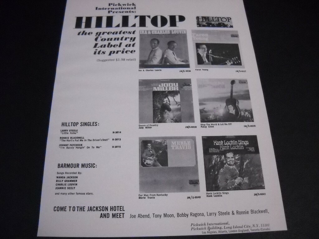 MERLE TRAVIS Patsy Cline FARON YOUNG Jody Miller others original 1966 Promo Ad