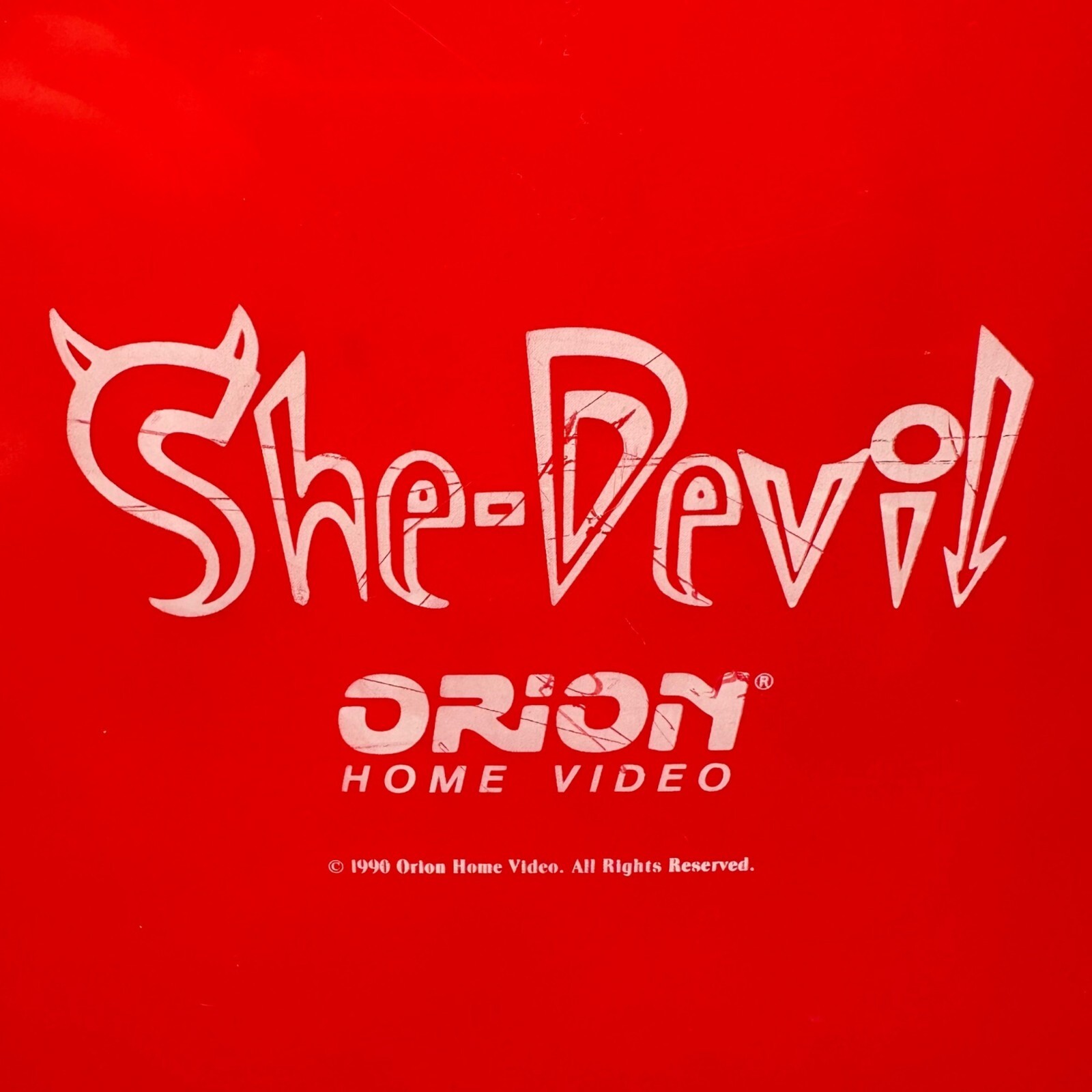 Vintage Trash Can Red She Devil 1989 Orion Home Video Promo Plastic Waste Basket