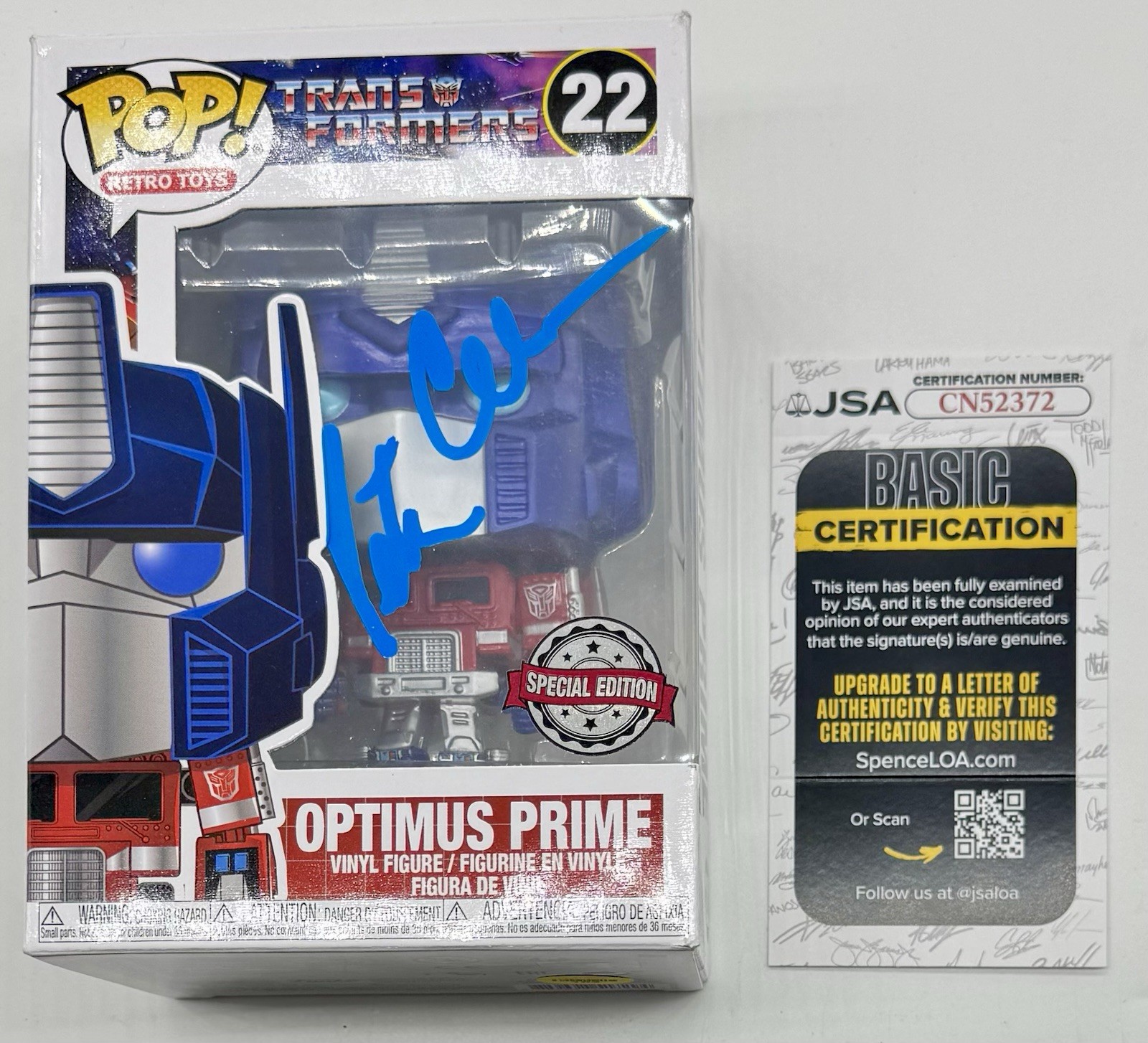 PETER CULLEN SIGNED AUTOGRAPH “OPTIMUS PRIME” TRANSFORMERS FUNKO POP W/ JSA COA