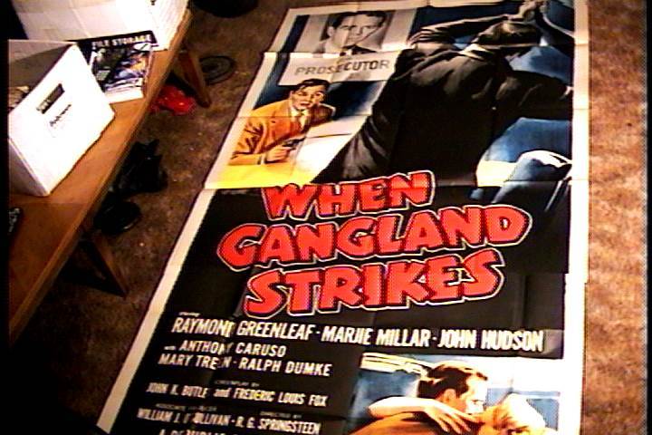 WHEN GANGLAND STRIKES ORIG 3 SHEET 41X81 MOVIE POSTER 1956 CRIME