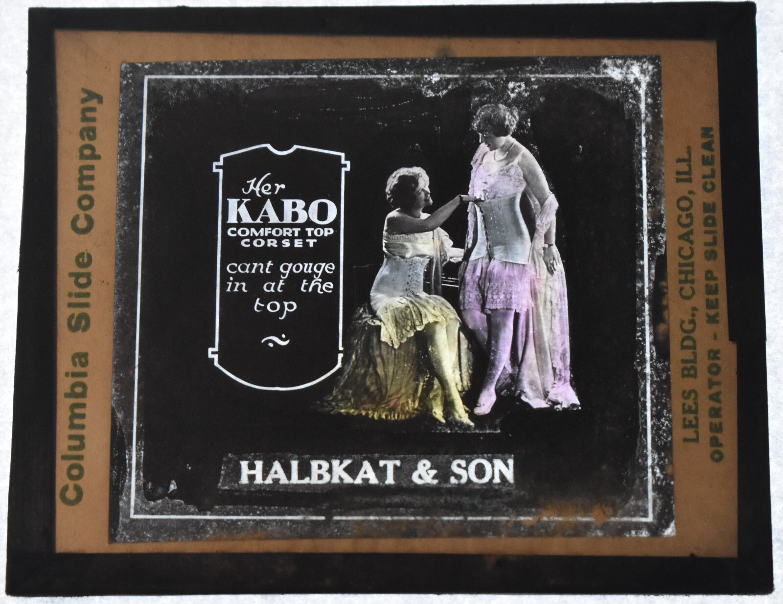 Vintage Film Projector Glass Slide Kabo Corset Halbkat & Son Spring Valley MN