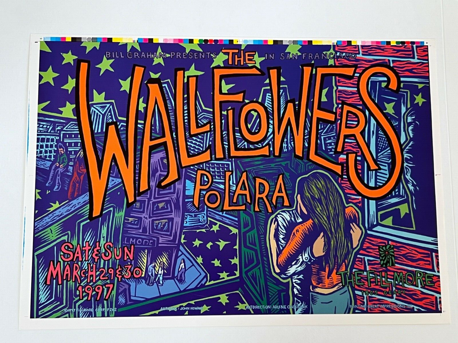 The Wallflowers Original Rare PROOF Concert Poster San Francisco Fillmore 1997