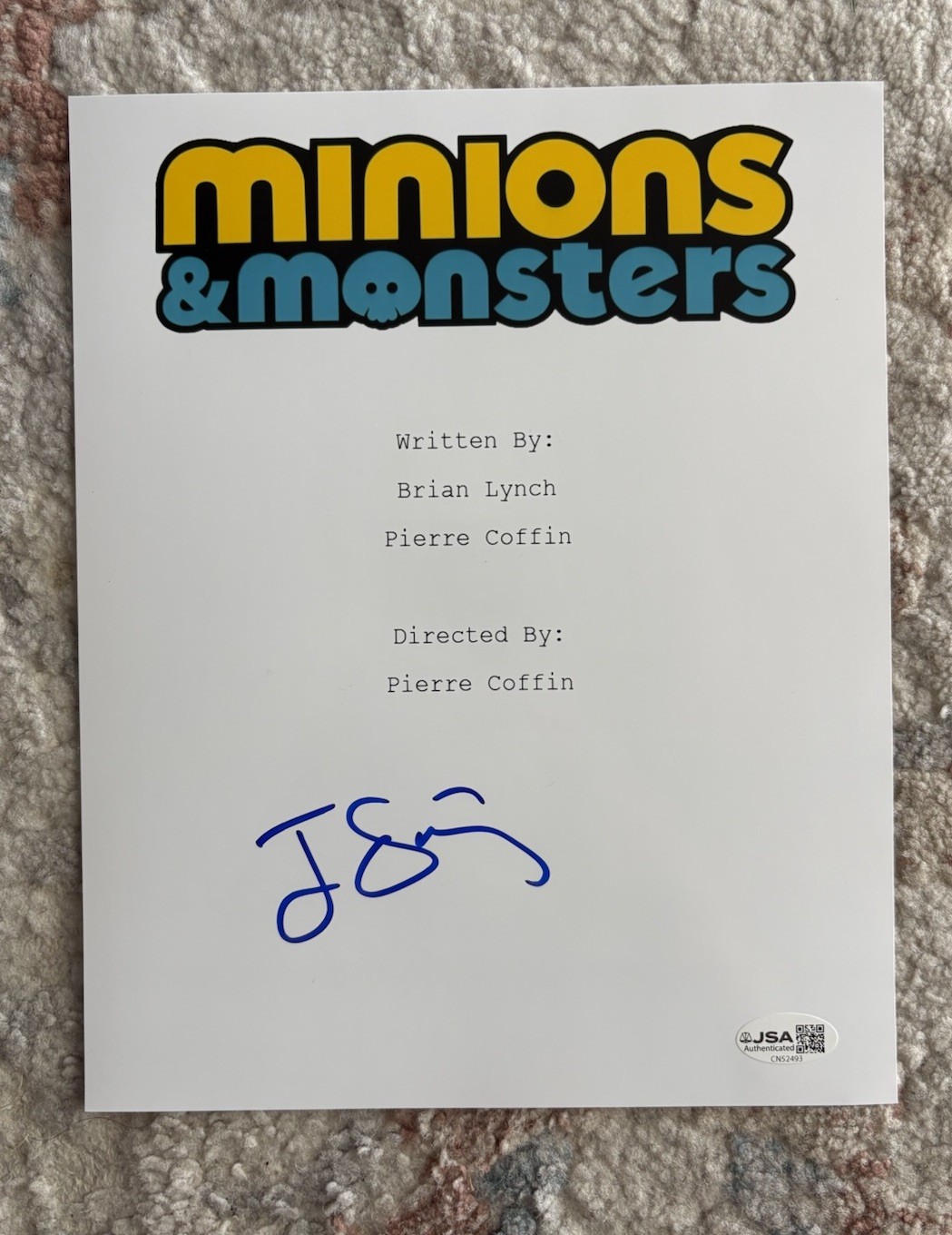 Jesse Eisenberg Signed Autographed Minions & Monsters Script Cover 8×10 JSA COA!