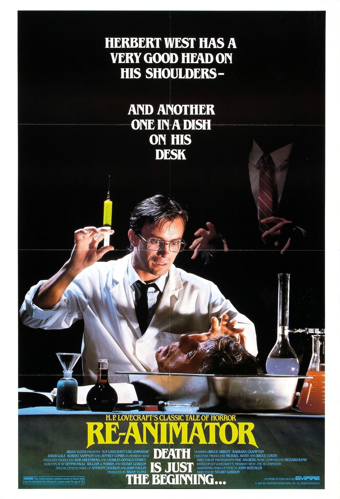 RE-ANIMATOR Movie Poster 1985 H.P. Lovecraft