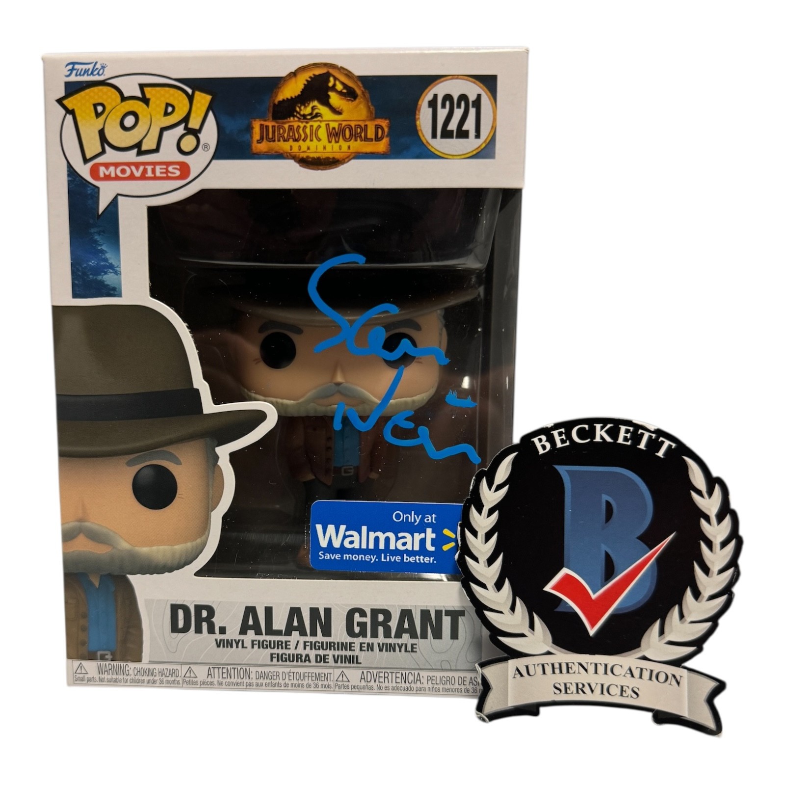SAM NEILL SIGNED AUTOGRAPH FUNKO POP 1221 JURASSIC WORLD BECKETT DR ALAN GRANT
