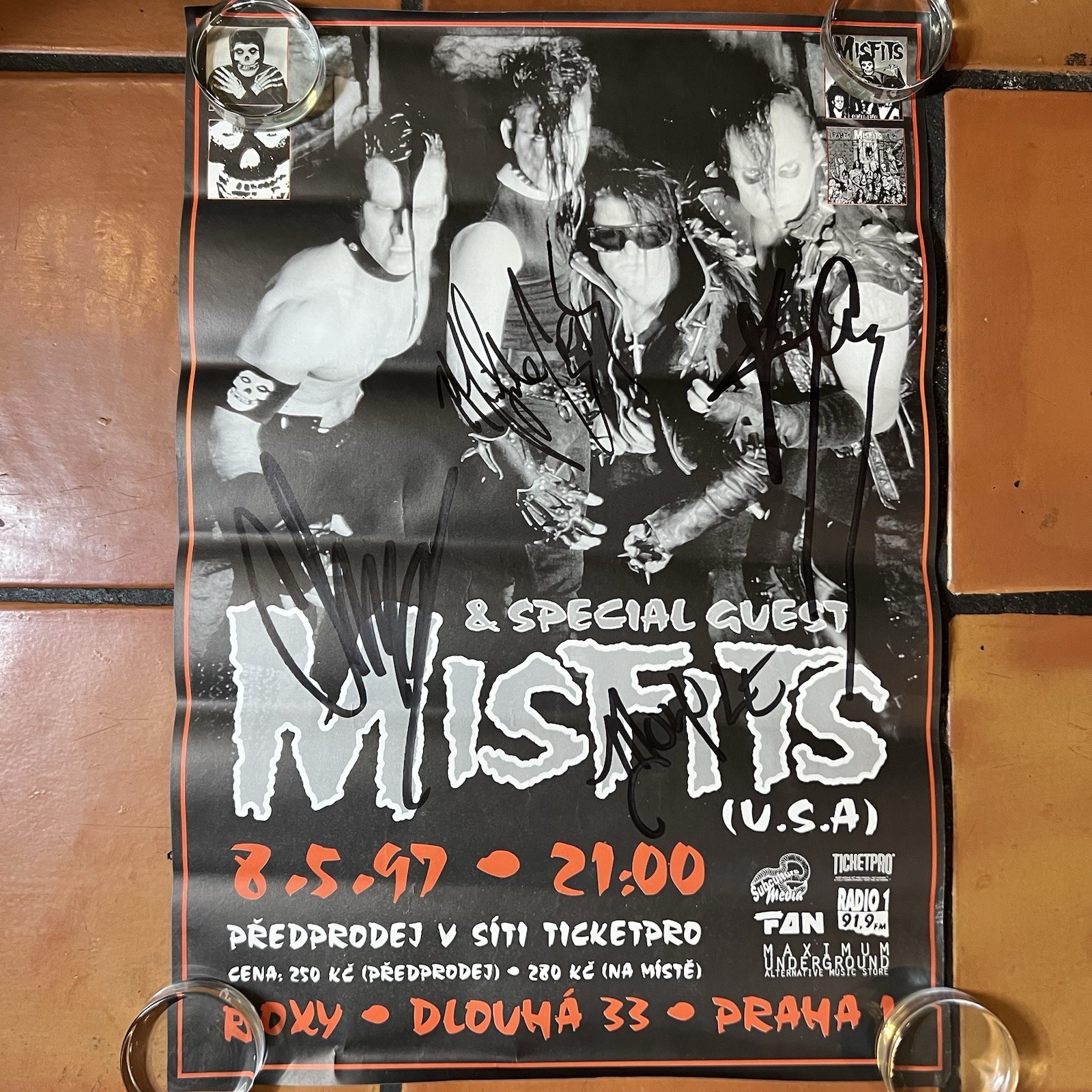 Misfits Signed 1997 Prague Roxy Poster Graves Jerry Only Doyle Dr Chud