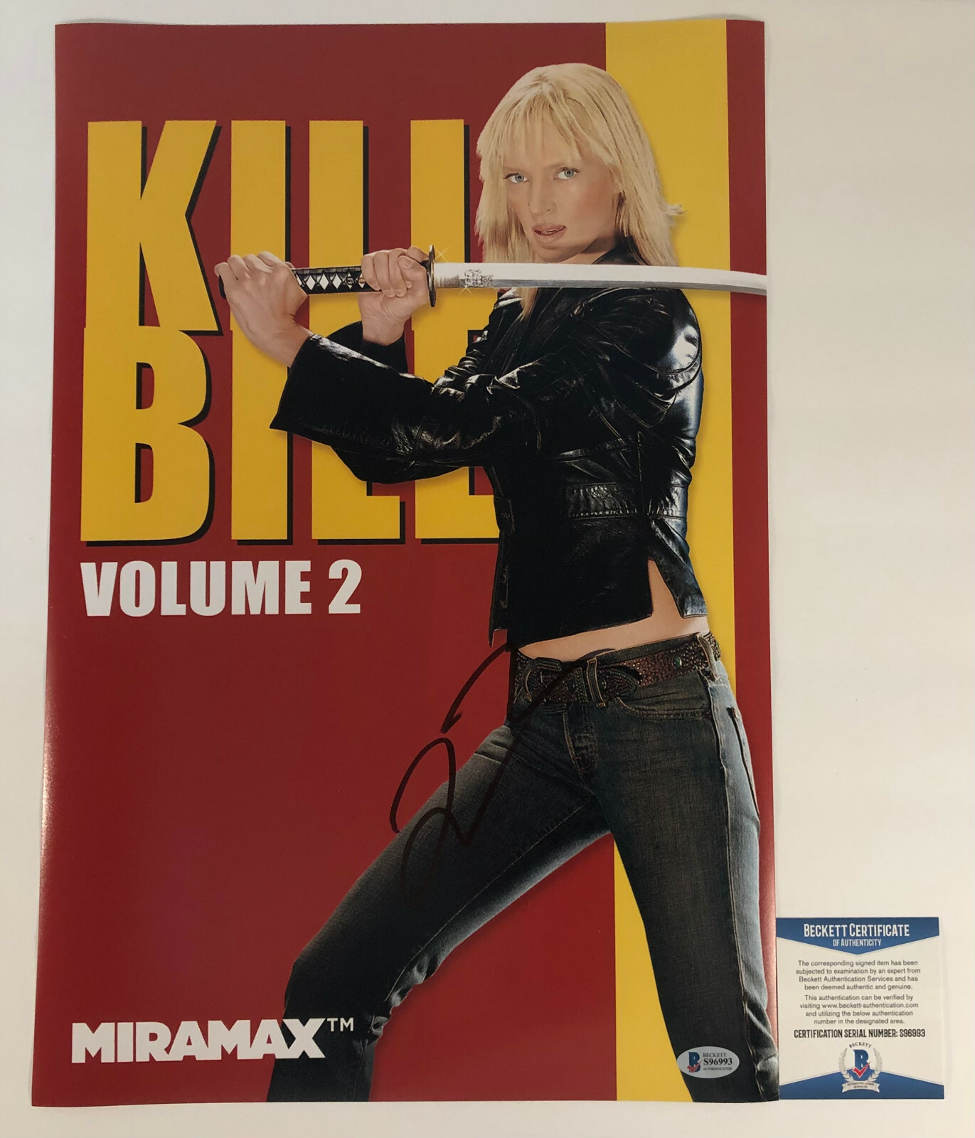 Quentin Tarantino Signed 12×18 Kill Bill Volume 2 with Beckett COA