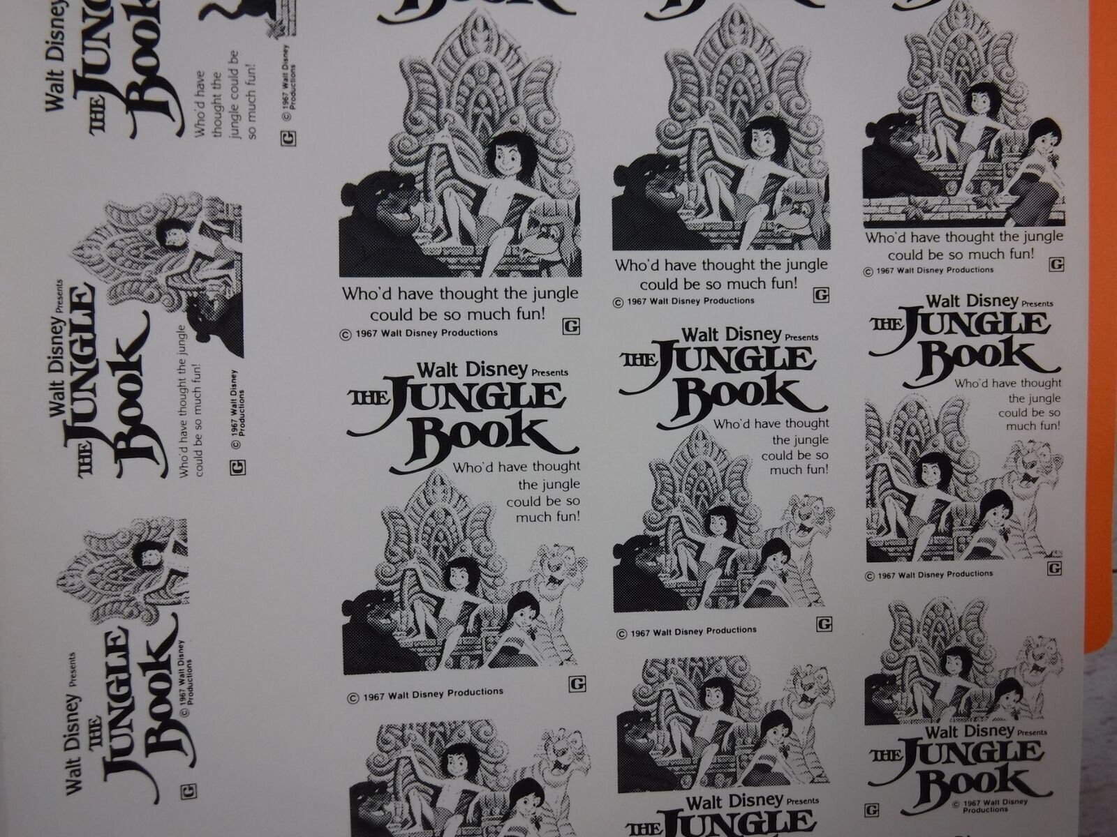 THE JUNGLE BOOK Movie Mini Ad Sheet Promo Vintage Advertising Poster Walt Disney