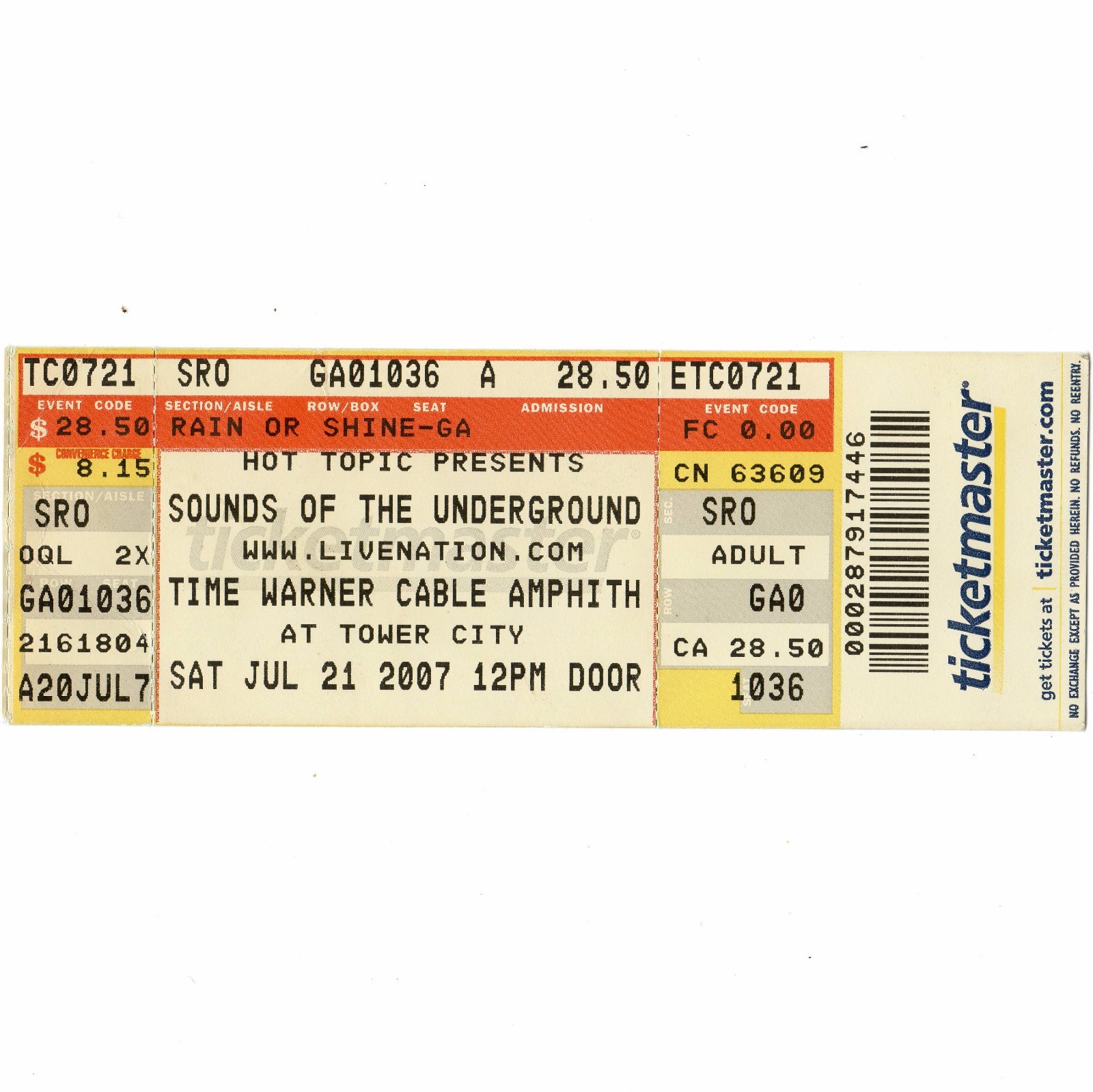 GWAR & DEVIL WEARS PRADA & CHIMAIRA Concert Ticket Stub 7/21/07 CLEVELAND OHIO